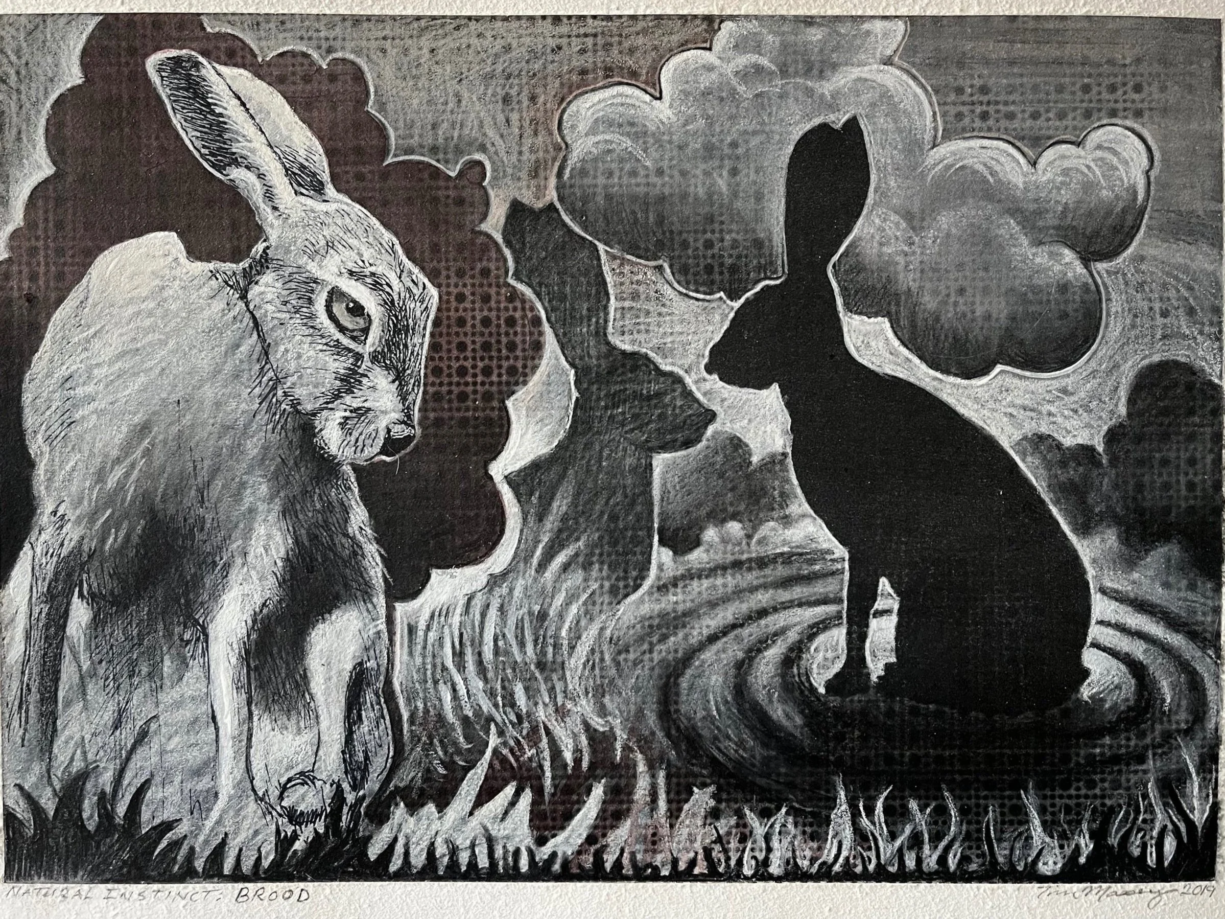 Natural Instinct: Brood, mixed media, 11" x 15, 2019