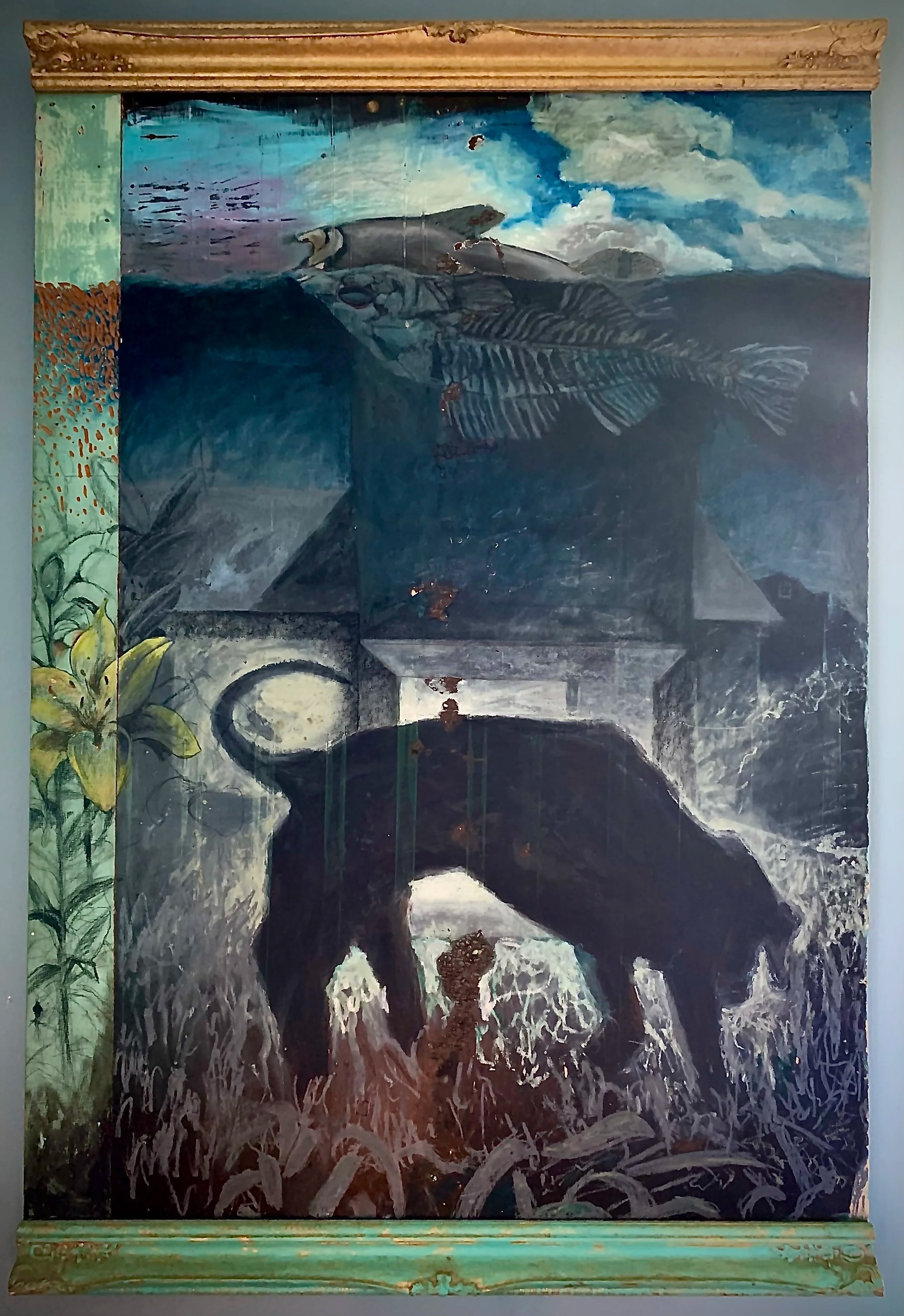 "Rise" mixed media on panels, 49" x 36", 1994