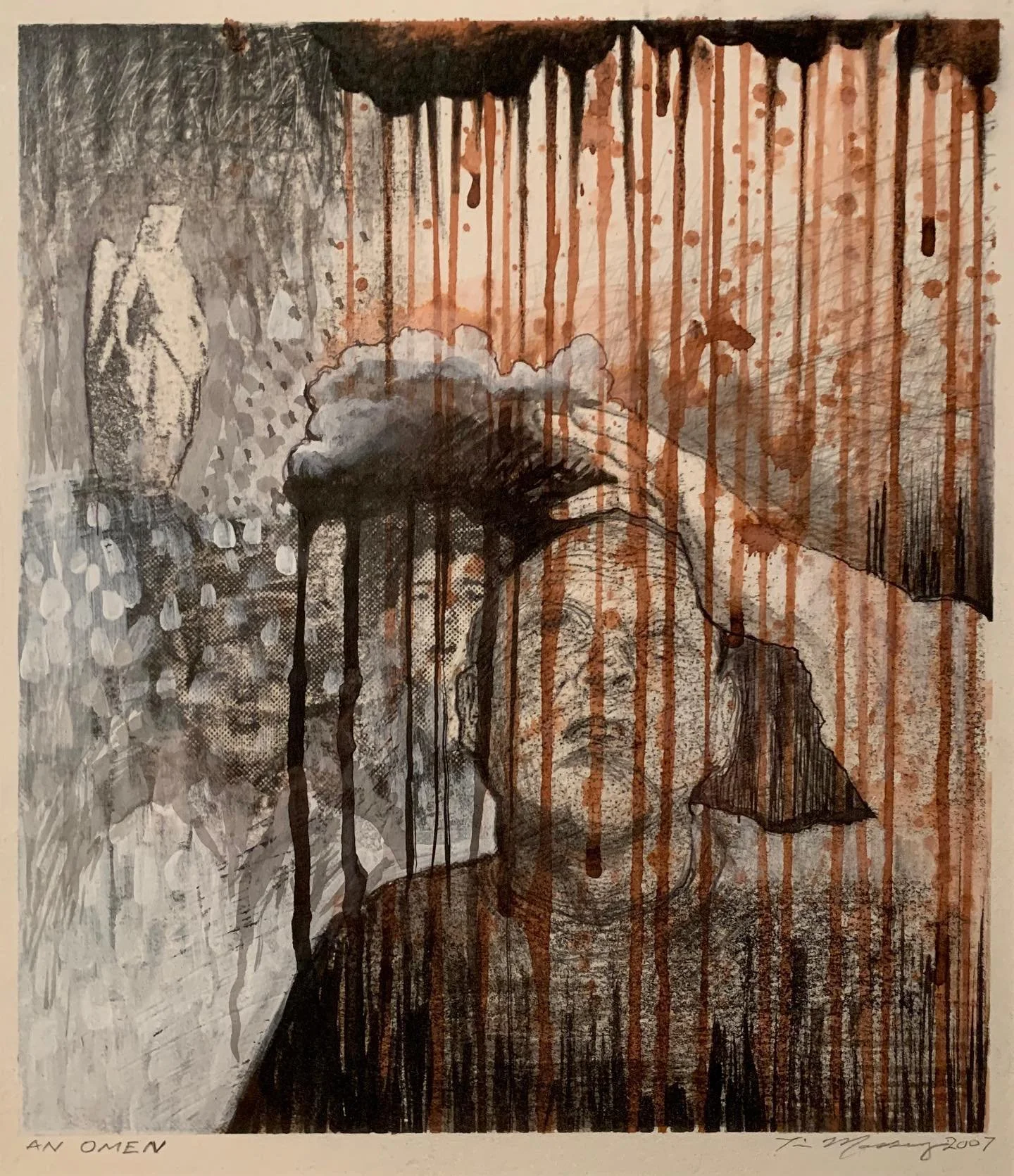 "An Omen", mixed media, 11" x 10", 2007