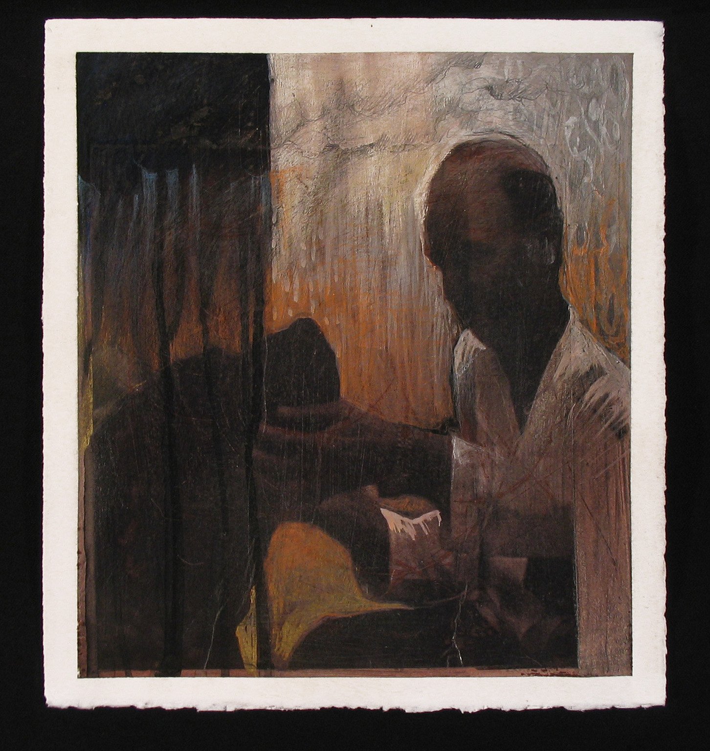 "Comforted", mixed media, 11" x 10", 2006