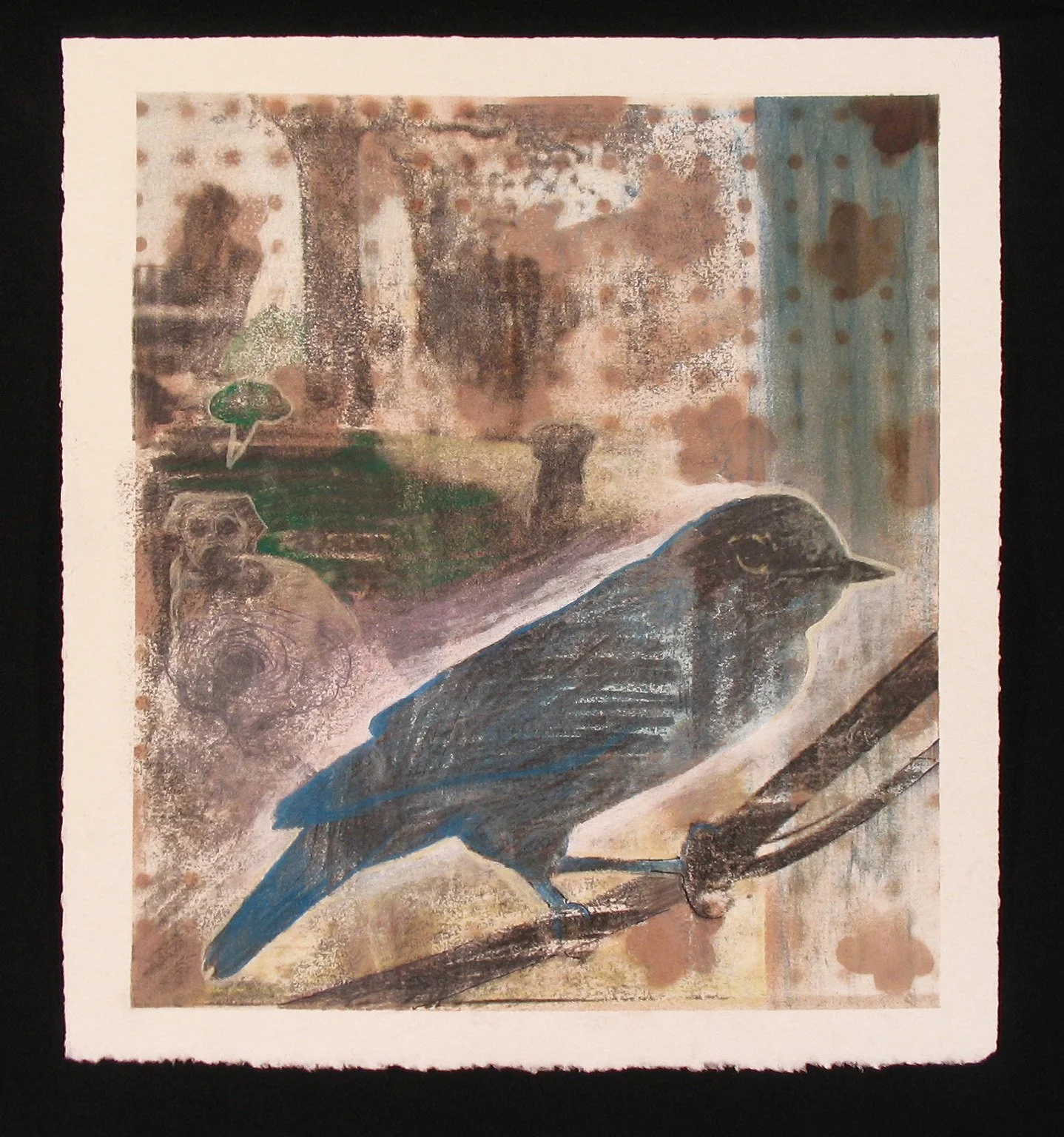 "Bluebird Visits", mixed media, 11' x 10, 2007