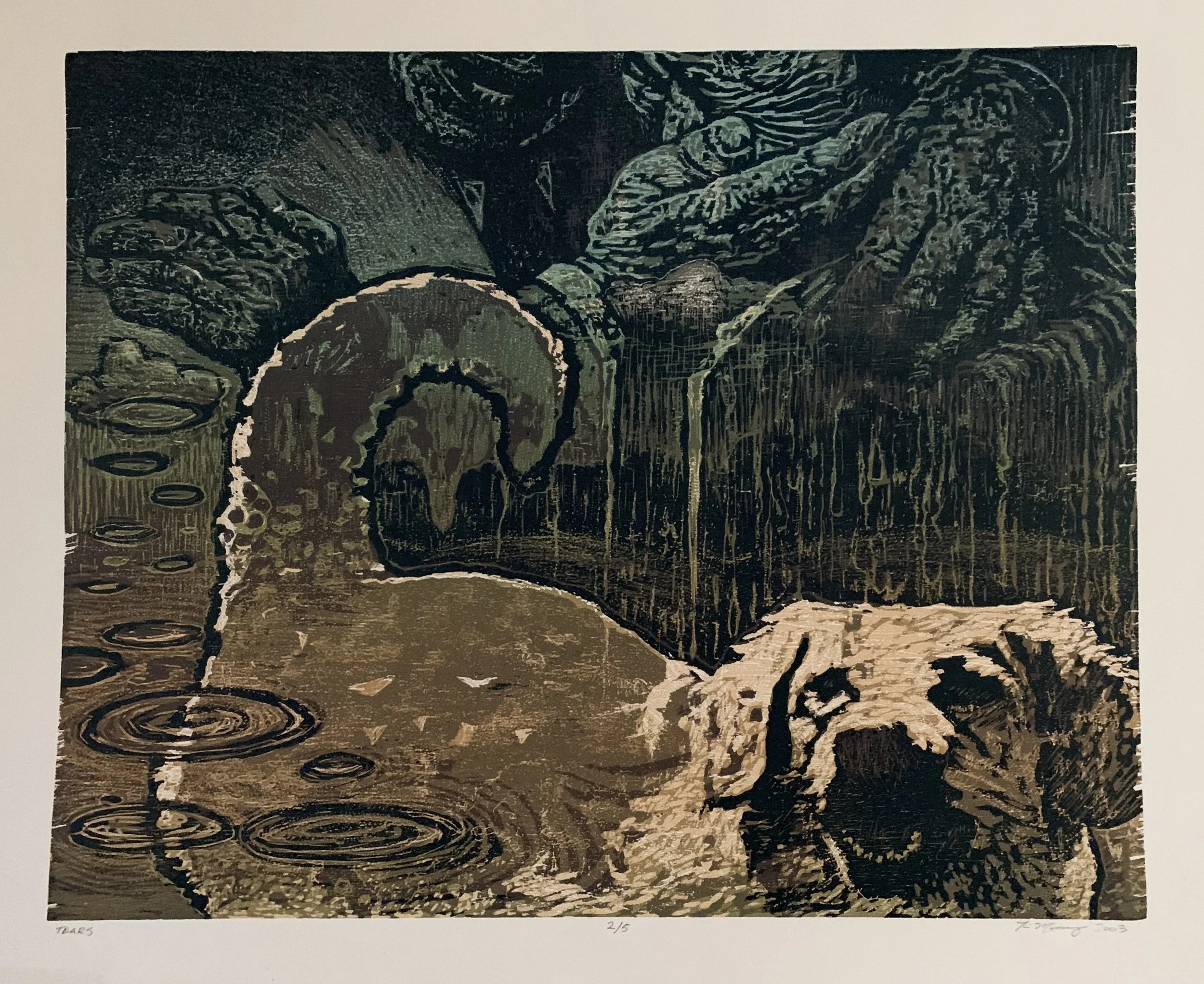 "Tears", woodcut, 22" x 28", 2004