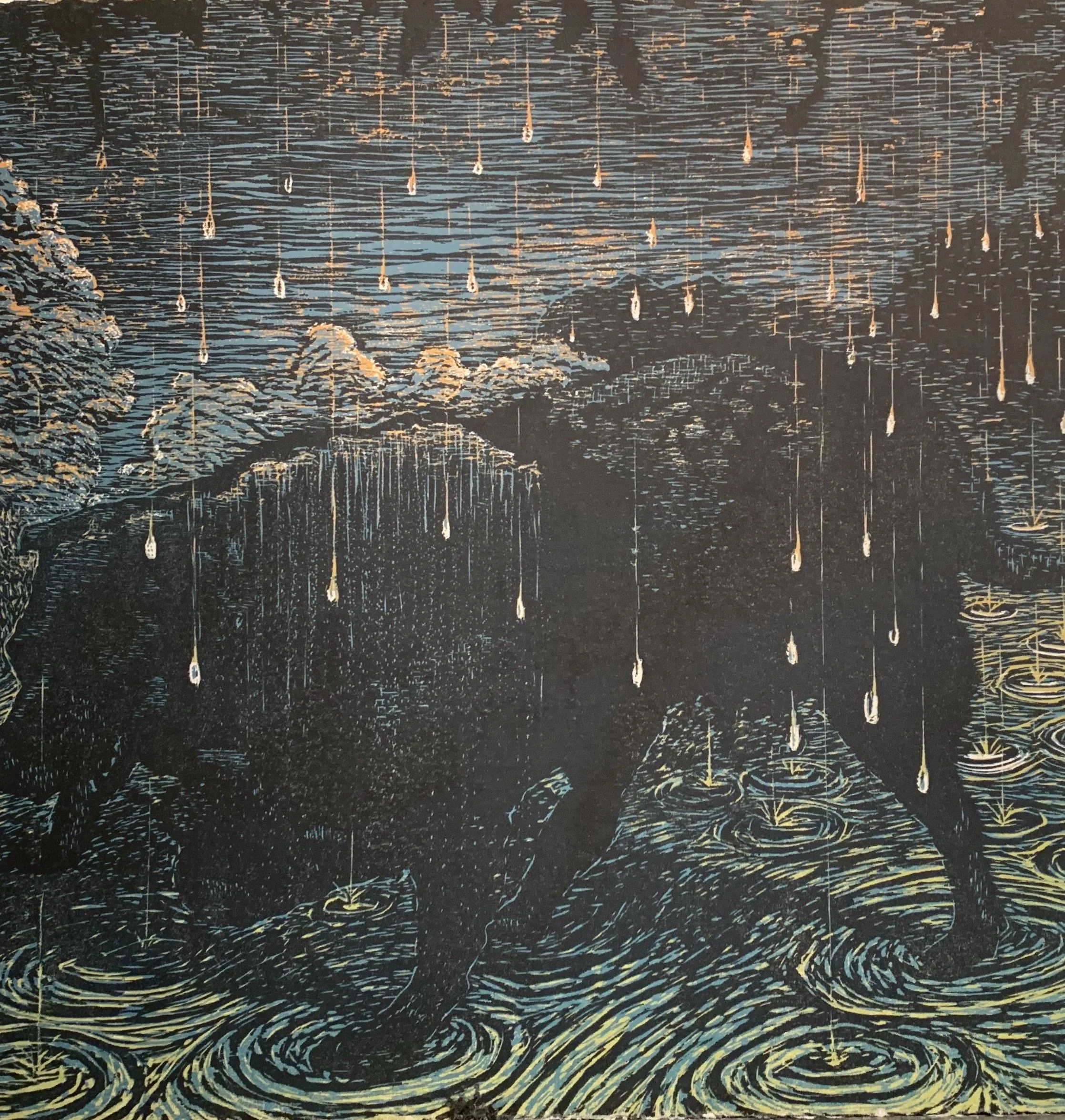 "Clouds Over India", woodcut, 18" x 18", 2004