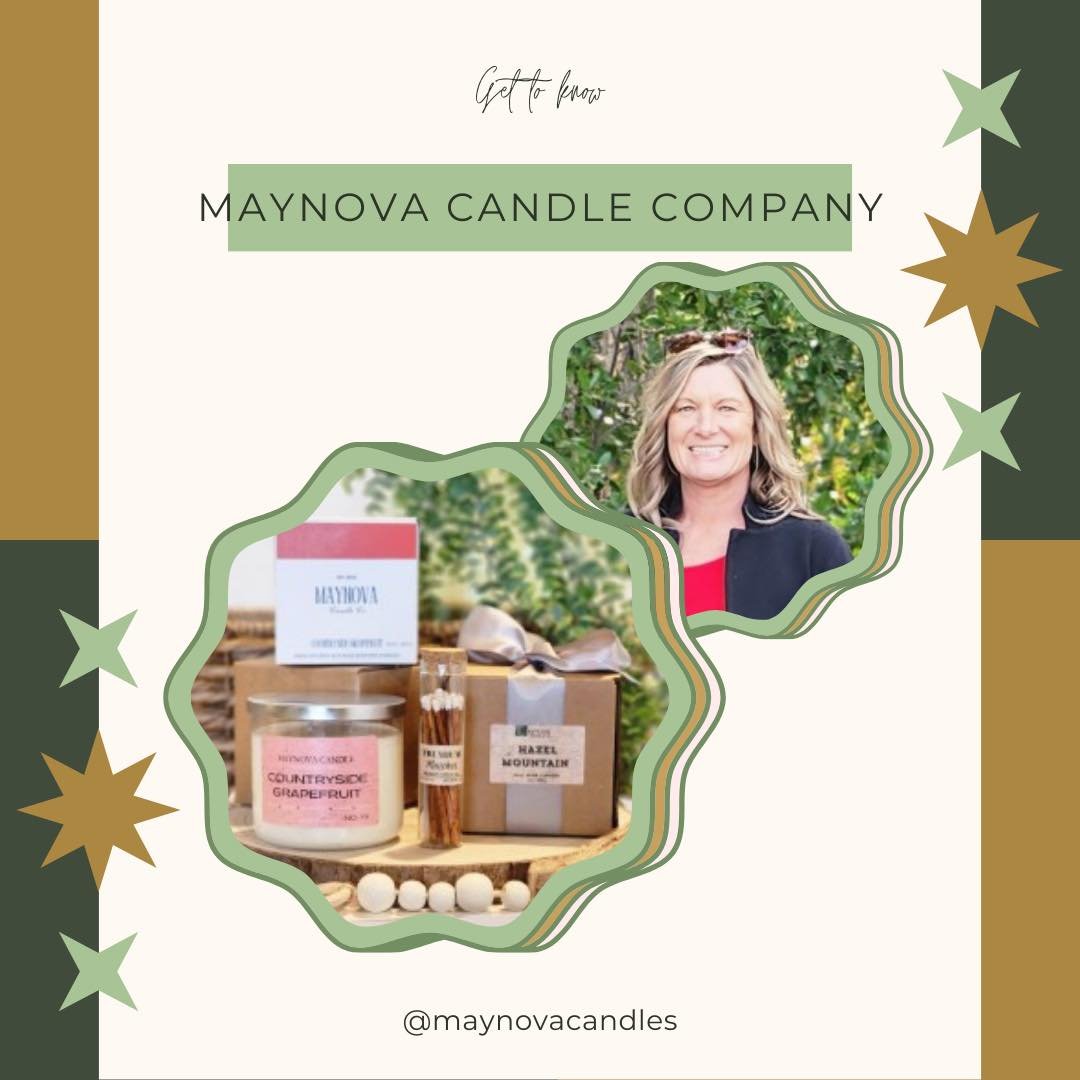 Here are two more Vendor Spotlights for our upcoming event on May 11th!

~MAYNOVA CANDLE COMPANY~

At MAYNOVA CANDLE COMPANY, we're passionate about creating high-quality, hand-poured candles that are both beautiful and long-lasting. We started our b