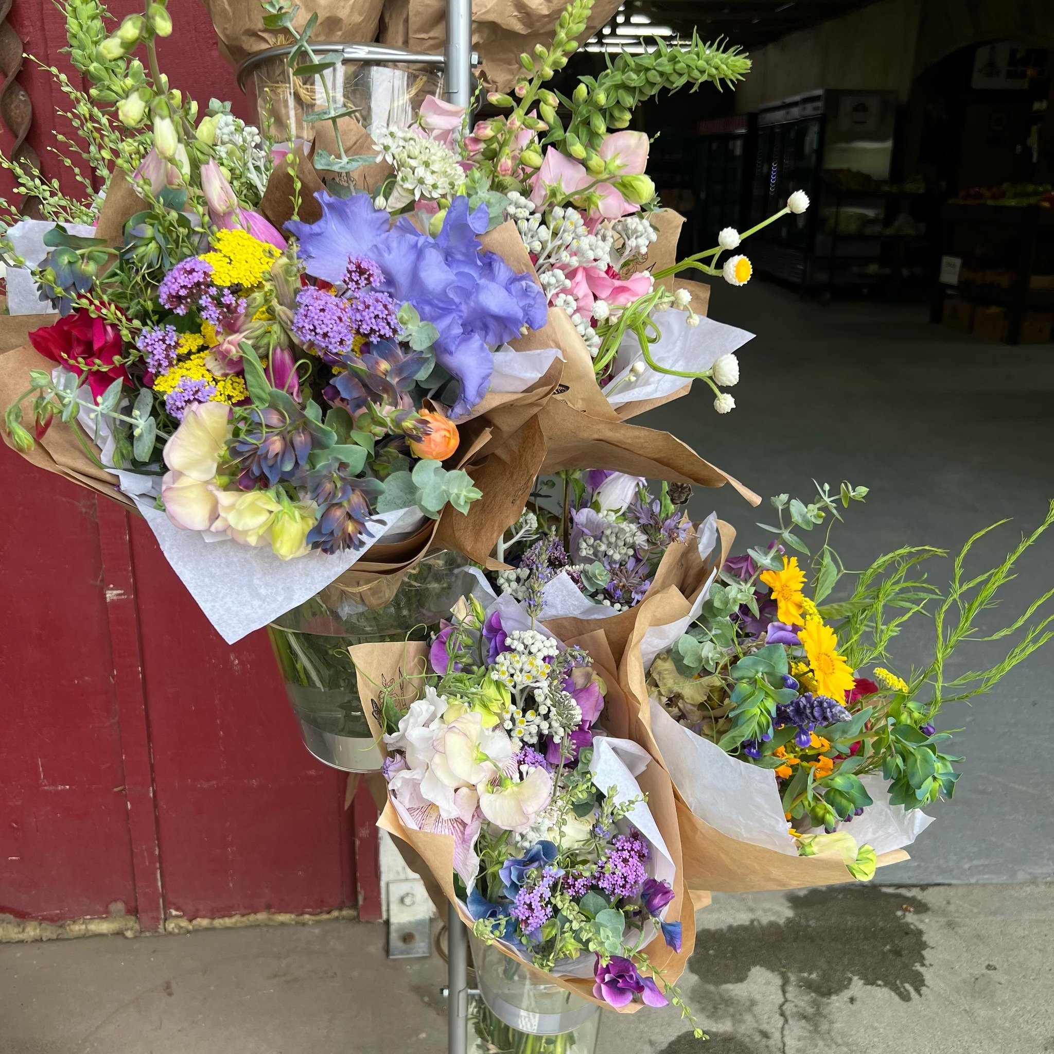 We have flowers from @artistsgardenoasis for sale today! In case you missed them at the event yesterday, you can still pick up one of their beautiful arrangements at the store.