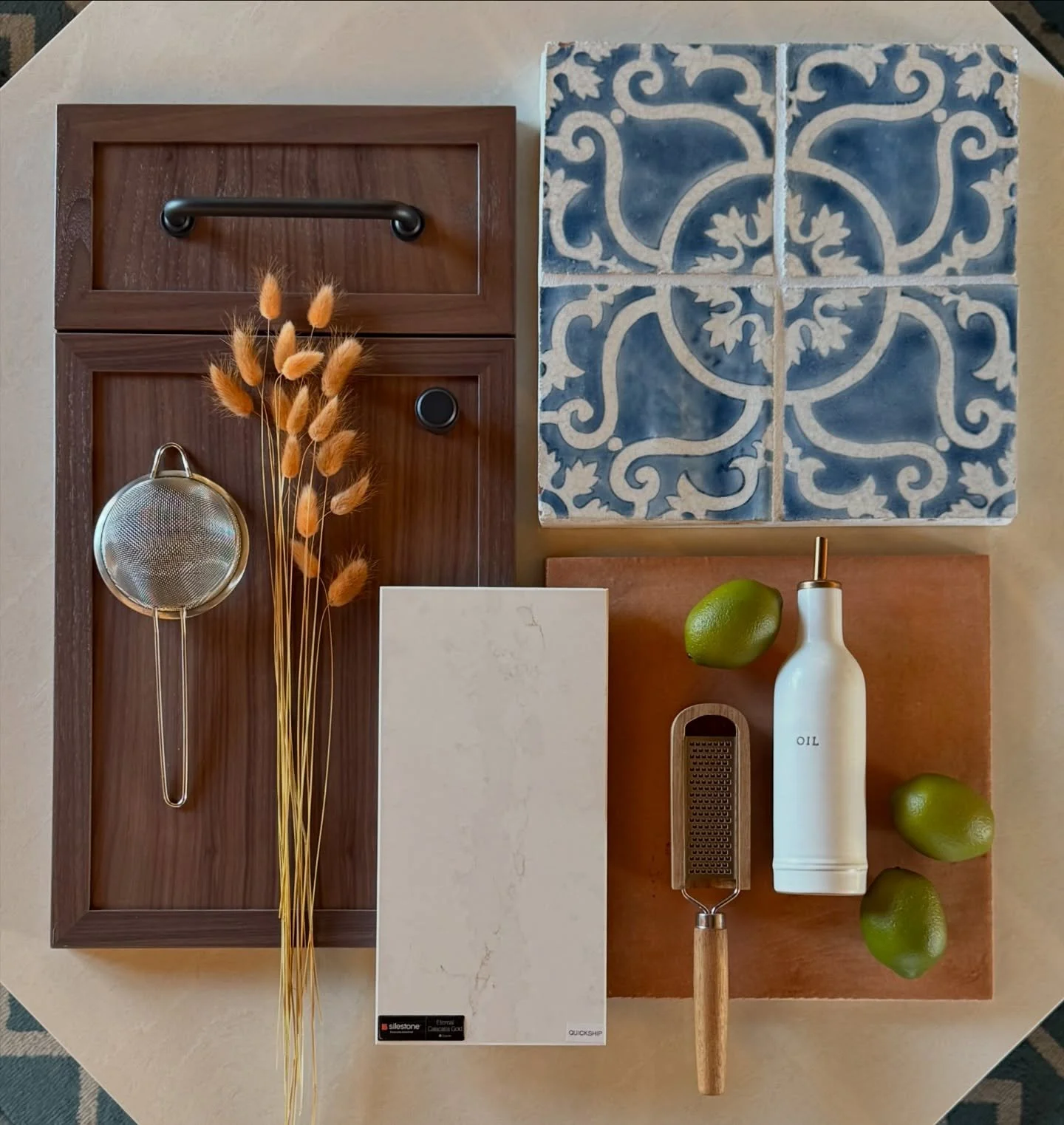 Warm woods, hand-crafted textures, and a touch of Mediterranean blue &mdash; this kitchen remodel palette is shaped by the character of a modern Spanish-style home with sweeping water views. ✨

#kitchendesign #moodboardmonday #interiorinspiration #mo