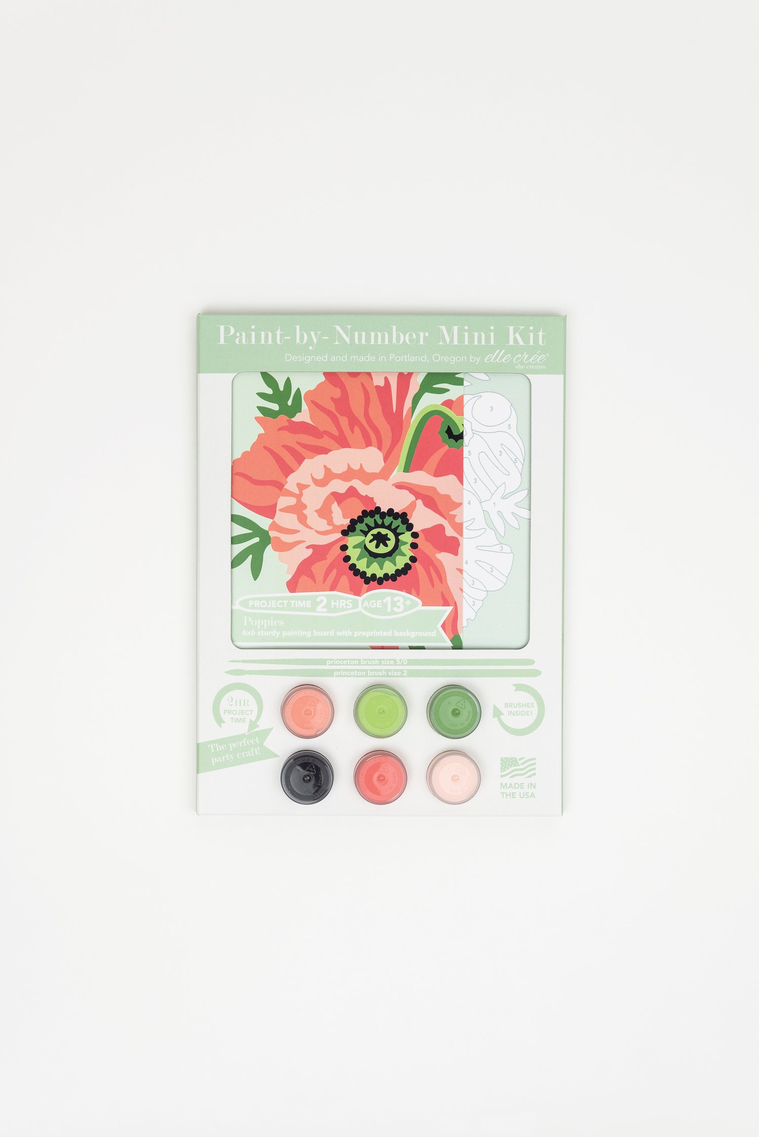 Poppies | Mini Paint-by-Number Kit for Adults — Elle Crée (she creates)