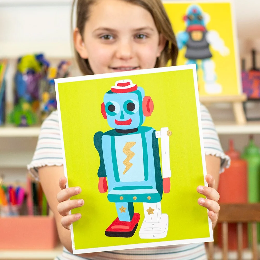 Retro Bot PaintbyNumber Kit for Kids — Elle Crée (she creates)