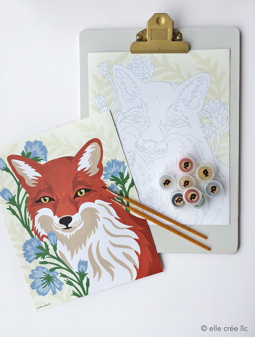 Fox with Chicory  Paint-by-Number Kit for Adults — Elle Crée (she creates)