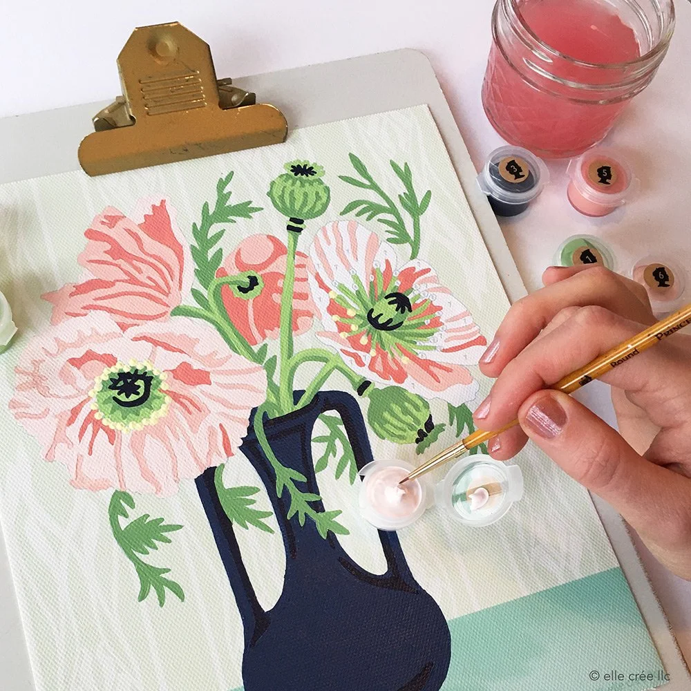 Poppies in Vase PaintbyNumber Kit for Adults — Elle Crée (she creates)
