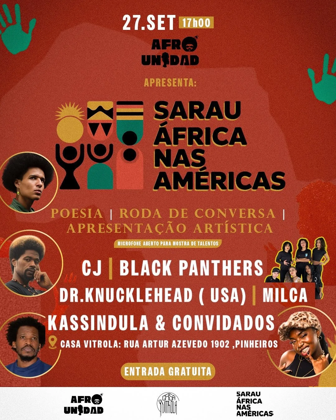 Afro Unidad est&aacute; de volta a S&atilde;o Paulo! Estamos trazendo o Sarau &Aacute;frica nas Am&eacute;ricas: um espa&ccedil;o de poesia, m&uacute;sica, danza, arte e poder coletivo. Desta vez vamos abrir o espa&ccedil;o com Microfone Aberto &amp;