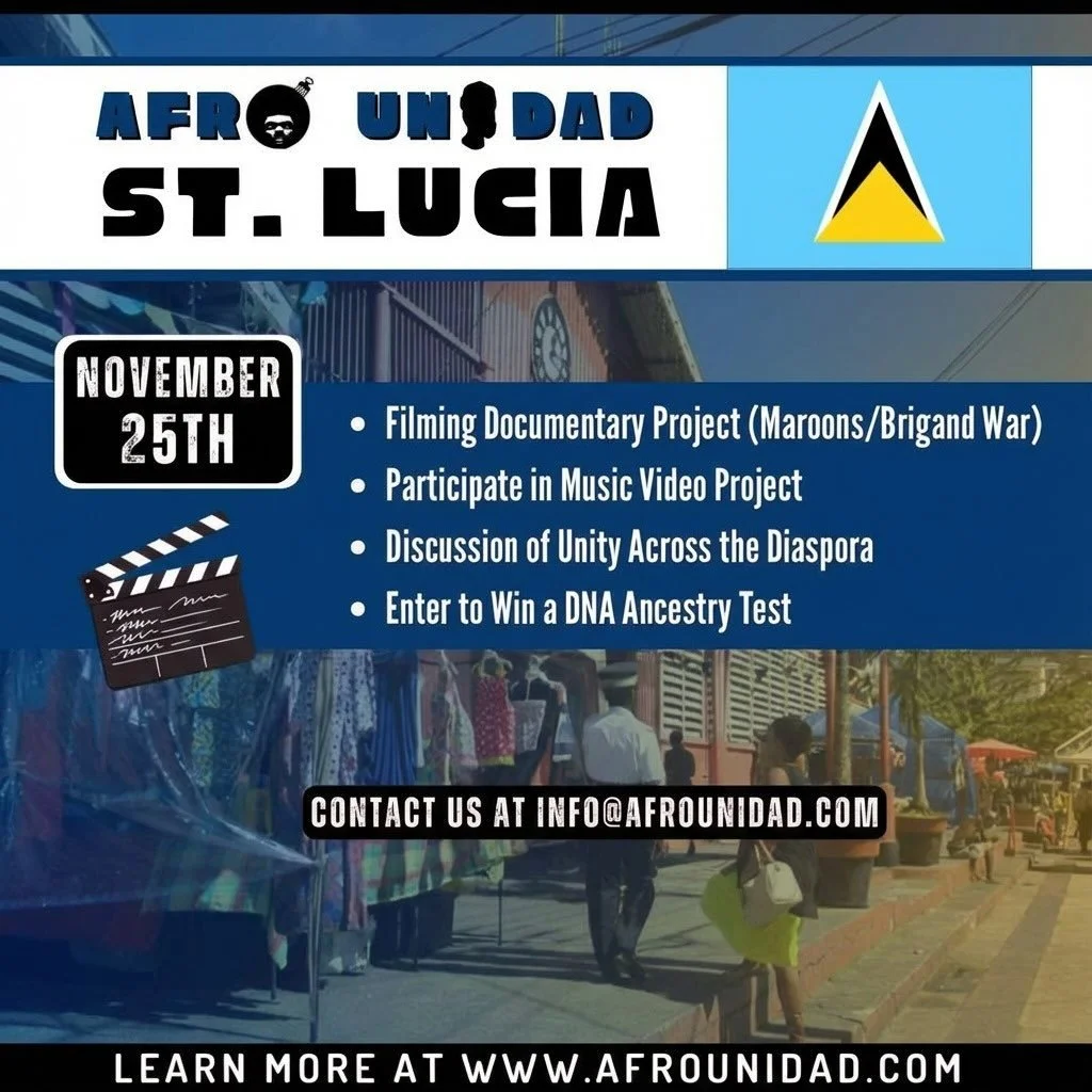 Join the Afro Unidad in St Lucia on November 25th! We&rsquo;ll be in Castries and around the island working on a film project with our ambassadors. We&rsquo;re giving away free swag and you can participate in a music video or film interview. You can 