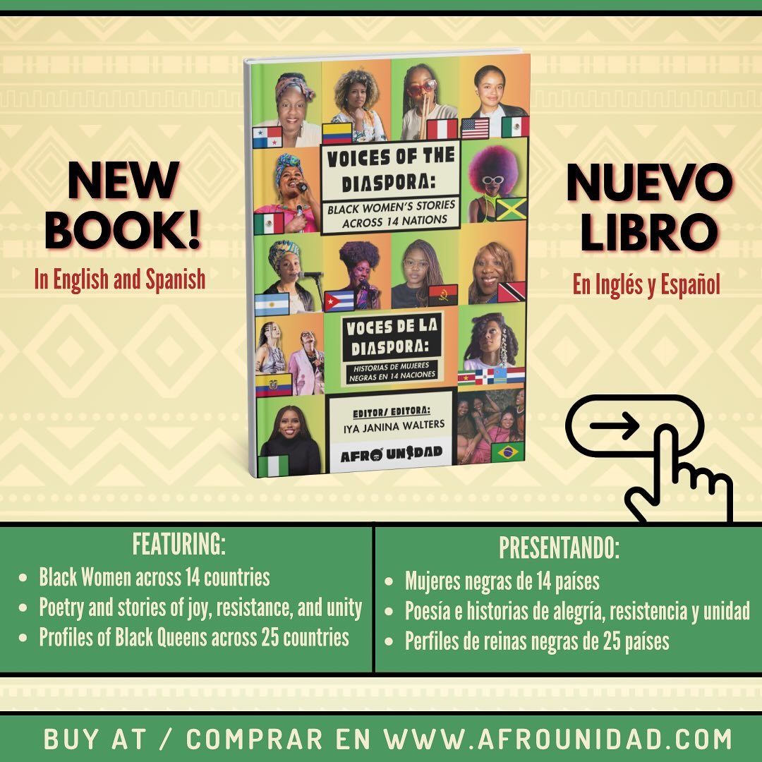 Our new book is here! Black women across 14 countries united for this collaborative multilingual project. Available online at www.afrounidad.com and on our world tour. Gratitude to all the sisters for contributing to this and partnering to host event