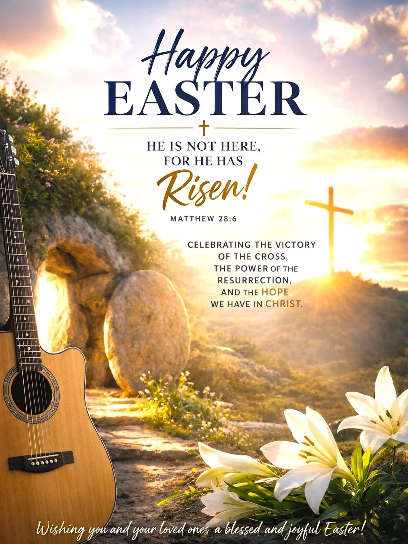 Happy Easter ✝️

Today we remember the victory of Jesus Christ
&mdash; the cross was not the end, the tomb could not hold Him

Hope is alive
Truth stands firm
New life is possible

Wishing you peace, joy, and renewal this Easter

&mdash; Professional