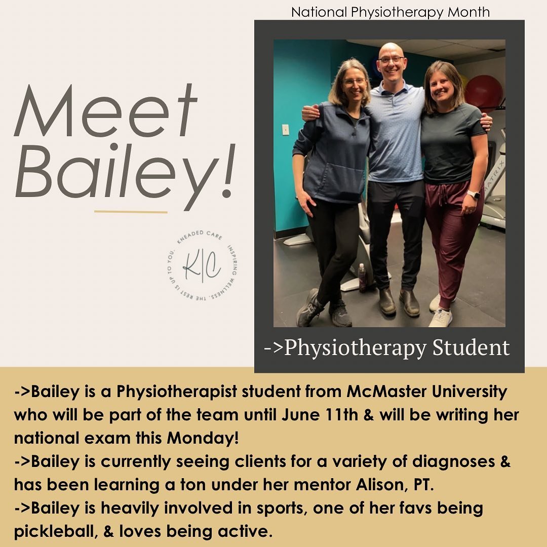 ✨ Meet Bailey! ✨ 

Bailey has already begun assessing &amp; treating clients &amp; a multitude of common diagnoses can be booked under her. 

If you are interested in booking with Bailey call the clinic at 519-757-1869. She is an absolute natural &am