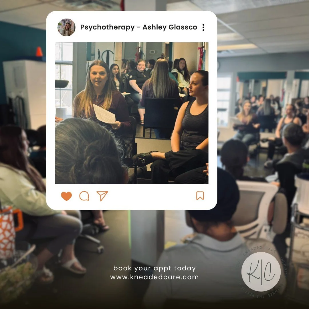 🧠💪 The Mind-Body Connection at Kneaded Care
October&rsquo;s team Lunch &amp; Learn was all about exploring how psychotherapy can support healing from the inside out!

We learned how stress, trauma, and fear of reinjury can &ldquo;turn up the volume