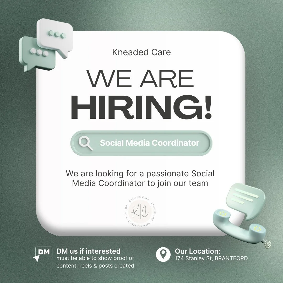 Hey everyone! 💬

We're looking to see if anyone is interested in doing some social media work for us at Kneaded Care! We&rsquo;re hoping to find someone who LOVES creating content &mdash; especially reels &mdash; and is efficient, creative, and up t