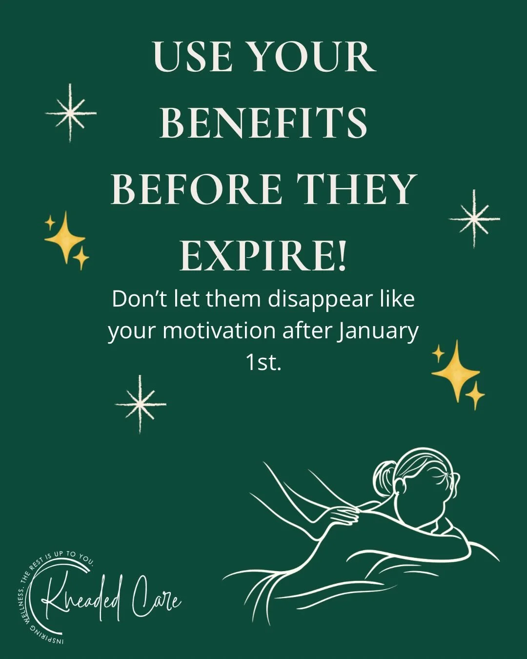 &rsquo;Tis the season to&hellip; use your benefits before they expire! 🎁✨
Don&rsquo;t wait until December panic kicks in &mdash; our therapists get busy this time of year.

Whether you need a holiday massage, pain relief, mental health support, or a