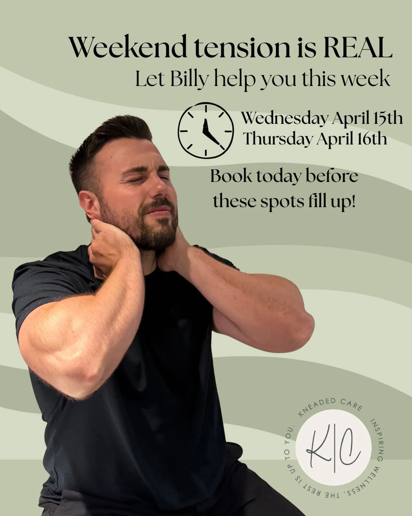 Weekend tension is REAL. 😩

If you&rsquo;re carrying stress in your shoulders, neck, or back &mdash; your body is asking for a Massage Assessment.

Our RMTs have openings this week. A proper assessment means your massage is tailored to YOU.

✅ New c