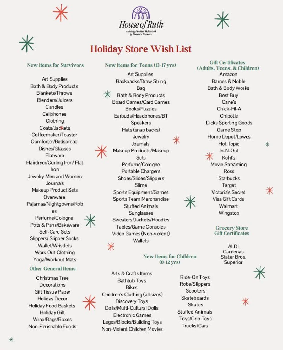 It&rsquo;s not too late to help survivors this holiday season. 💜  Our Holiday Store allows survivors to &ldquo;shop&rdquo; for their children, and children to &ldquo;shop&rdquo; for their parent.

These moments of choice, dignity, and joy help resto