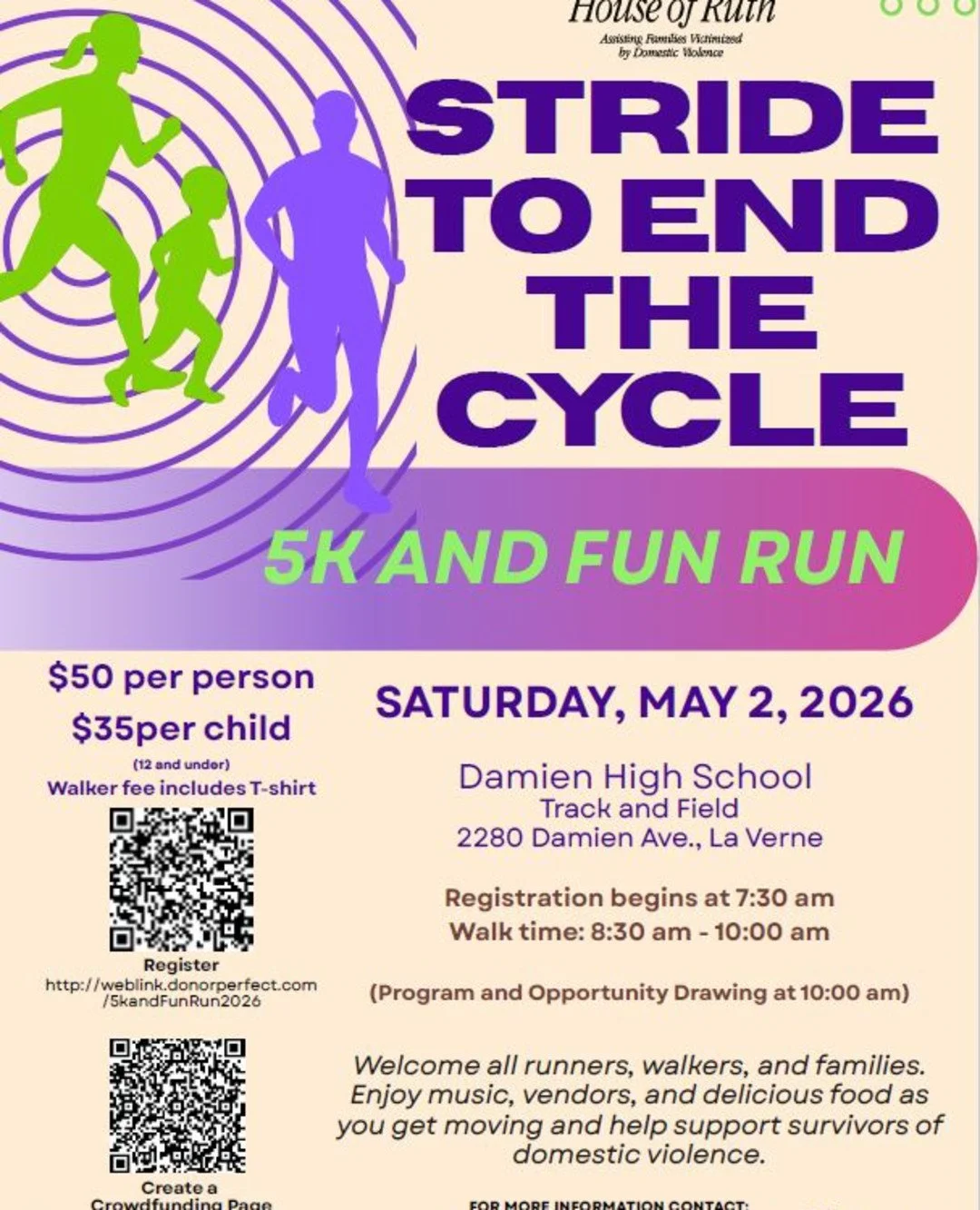 They deserve a safe future.
 
And for many families, that future is still being rebuilt.
 
Stride to End the Cycle is more than a 5K and Fun Run, it&rsquo;s a community showing up for survivors of domestic violence and the next chapter of their lives