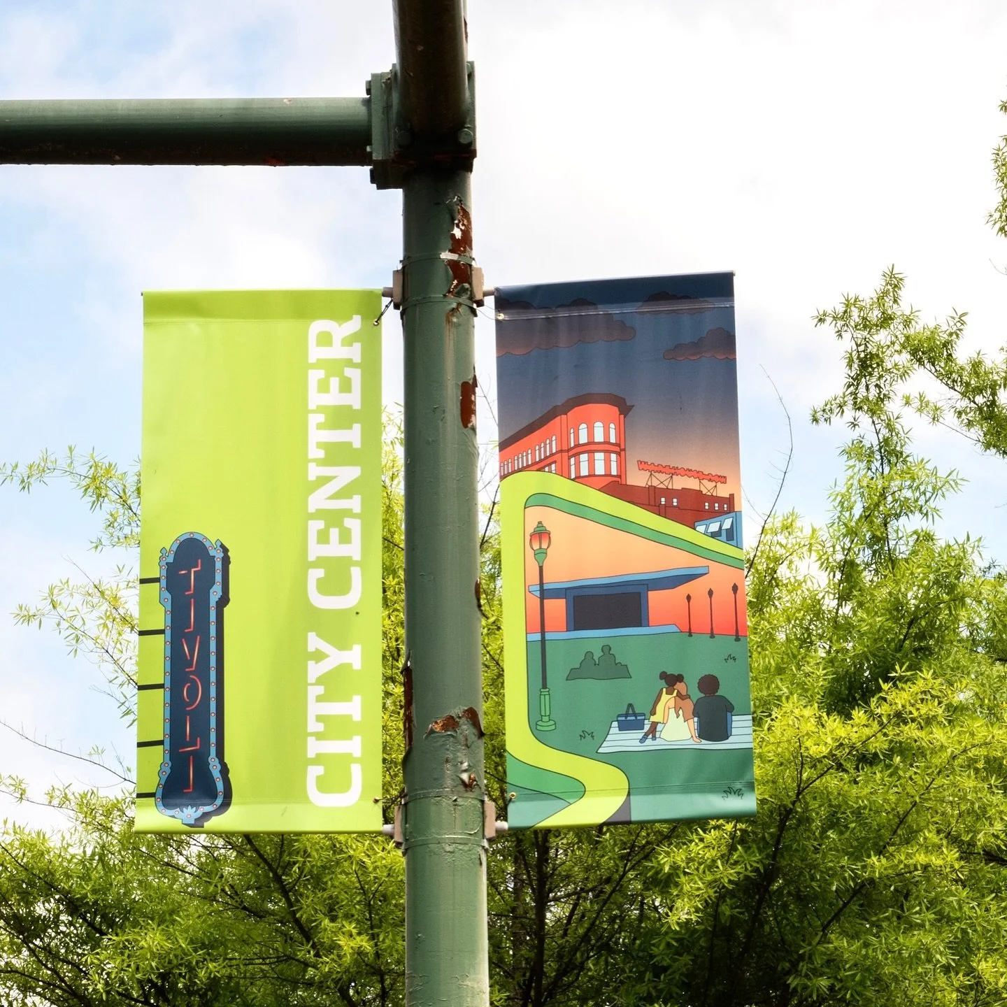 Spotting my work around downtown still feels surreal!! Earlier this year I got to work with River city Company on a banner project for City Center District. I&rsquo;m supper happy with how they turned out and I&rsquo;m glad I could contribute in a sm