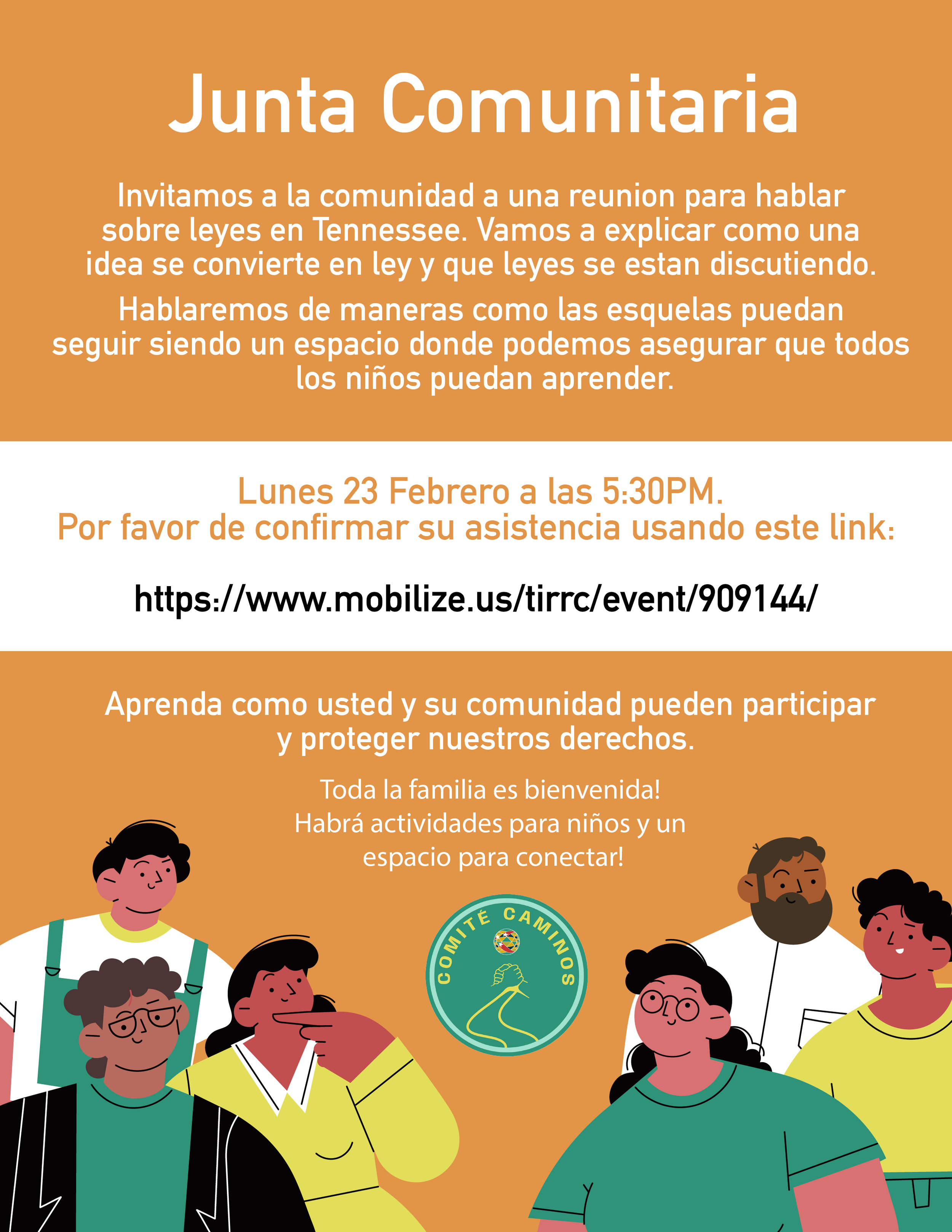 Flyer for Comite Caminos
