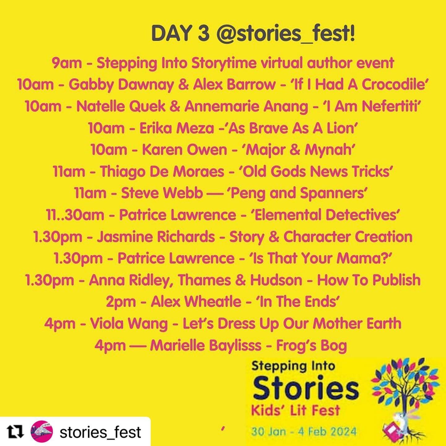 Day 3 @stories_fest and it&rsquo;s an absolute whopper! Hundreds of school children have fantastic author/illustrator events ahead with @lawrencepatrice @erikadraws @heyyouitsme_steve_webb @marielle_bayliss @alexwheatle @violawangstudio @karenowenwri