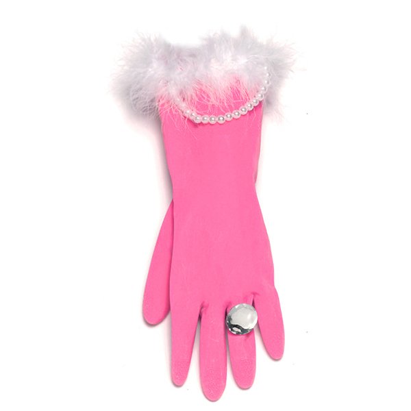 Pink and Pearly Novelty Washing Up Gloves