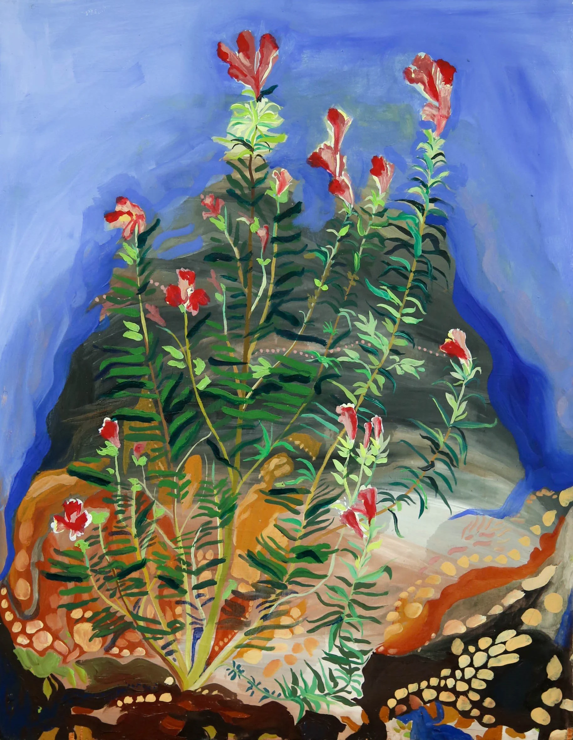 Monkey Rouge, 2021, natural pigment and walnut oil on board, 14 x 18 inches, collection of Guadalupe R. Chavez