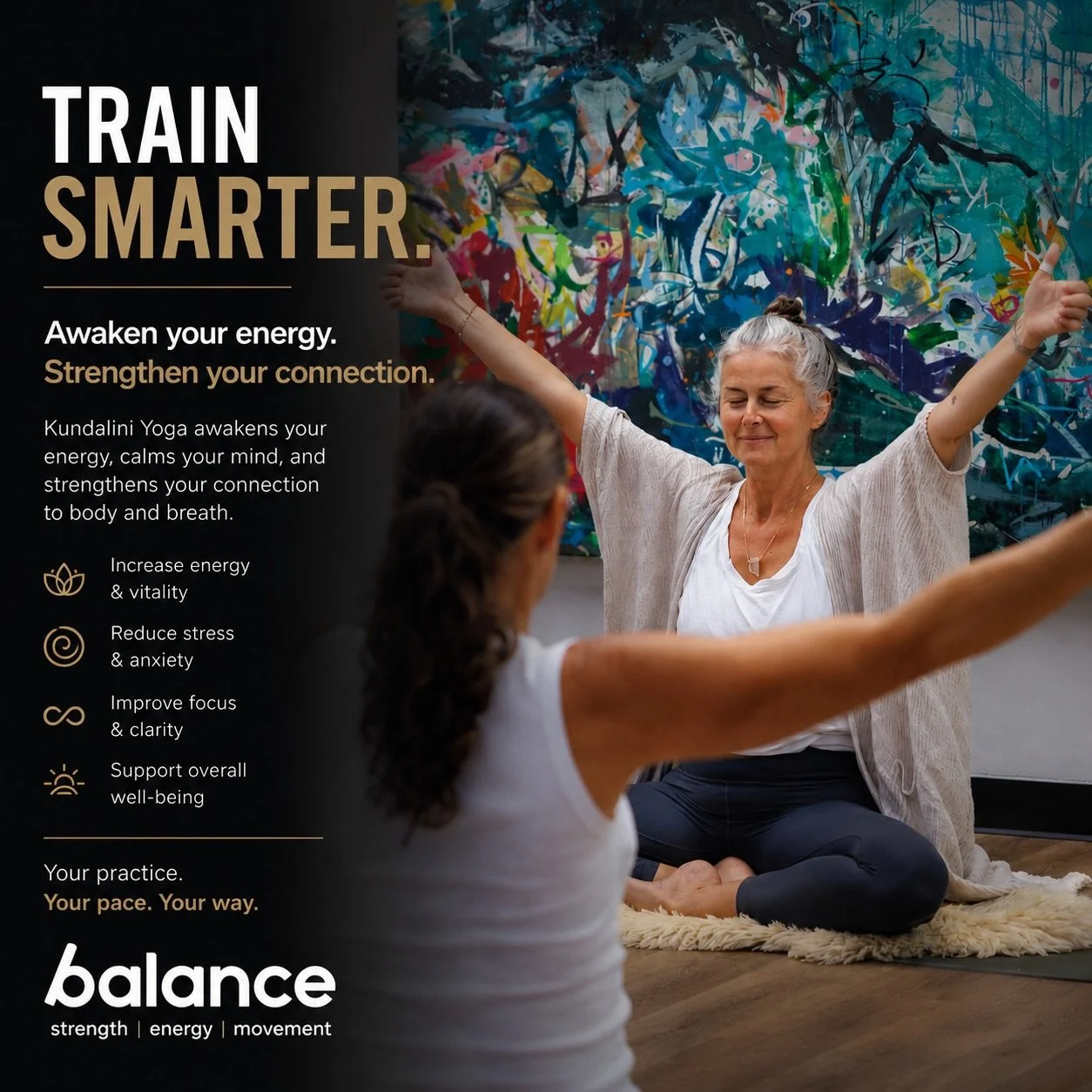 Kundalini Yoga combines movement, breathwork, meditation, and awareness to help strengthen the connection between body and mind.

A practice designed to support energy, focus, mobility, and overall well-being.

Wednesdays at 10 AM with Loreta at Bala