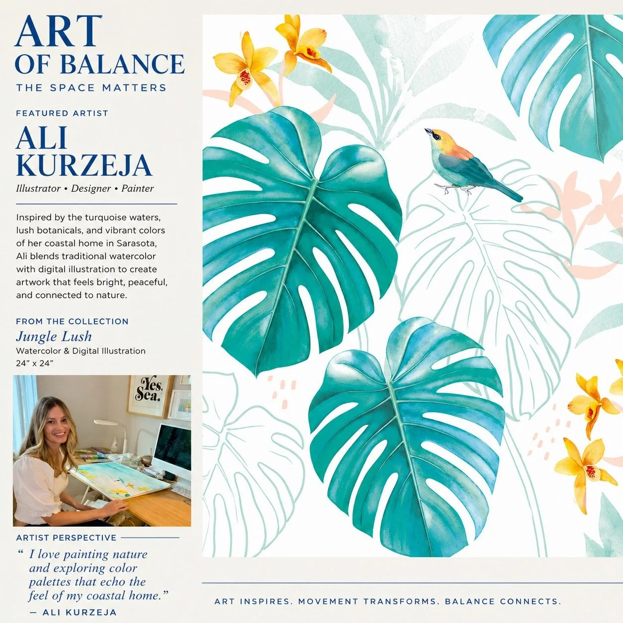 Ali Kurzeja has always been inspired by the place she calls home.

Growing up in Sarasota, she developed a love for the turquoise water, tropical botanicals, and vibrant colors that define Florida&rsquo;s Gulf Coast. Those influences continue to shap