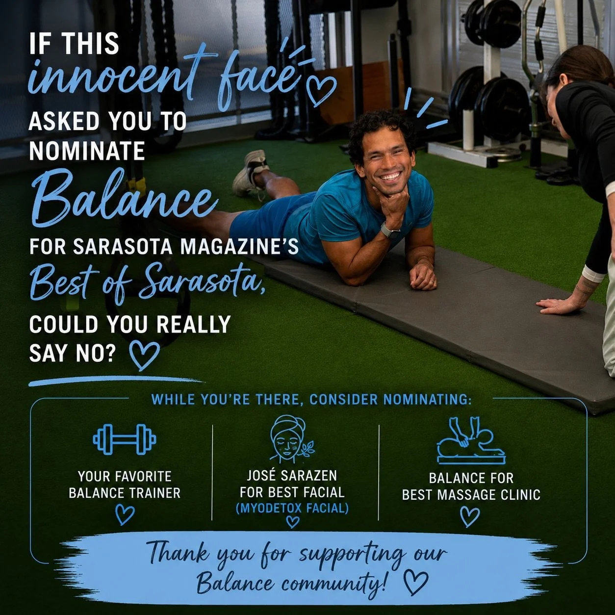🏆 Sarasota Magazine&rsquo;s Best of Sarasota Nominations Are Open! 

It&rsquo;s that time of year again!

While there isn&rsquo;t a category for Best Gym or Fitness Center), there are still a few ways to show some love to the amazing people who make