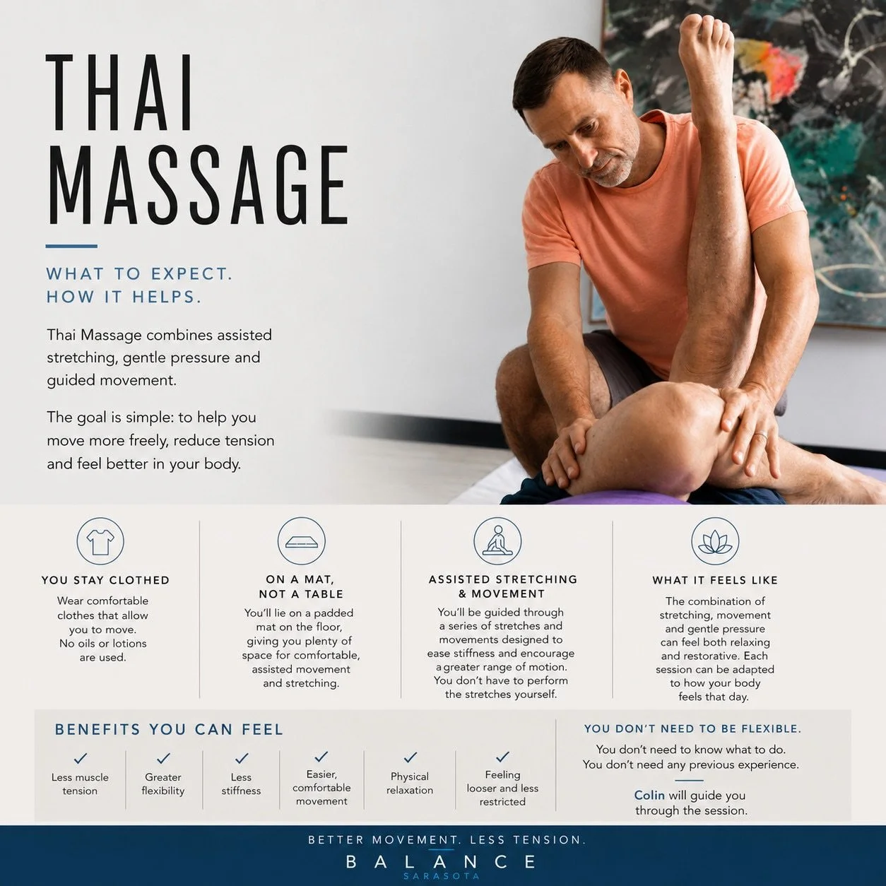 Tight hips? Stiff shoulders? Cranky lower back?
We&rsquo;ve got you!

Time for a full-body reset.

Assisted stretching. Gentle pressure. Guided movement.

Eases stiffness, opens up your range of motion, and leaves you looser, lighter, and more relaxe