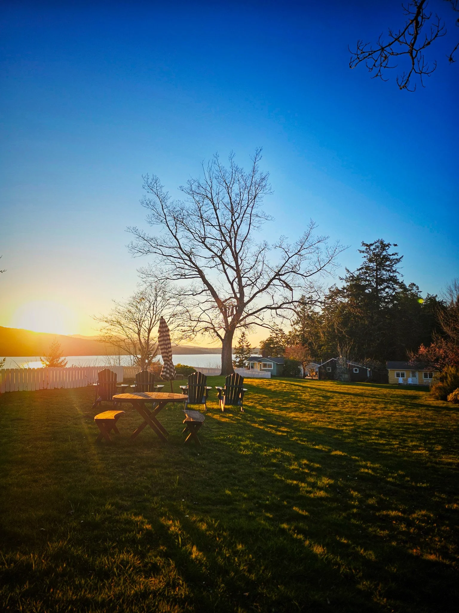Golden hour at Chevy Chase Beach Cabin. 