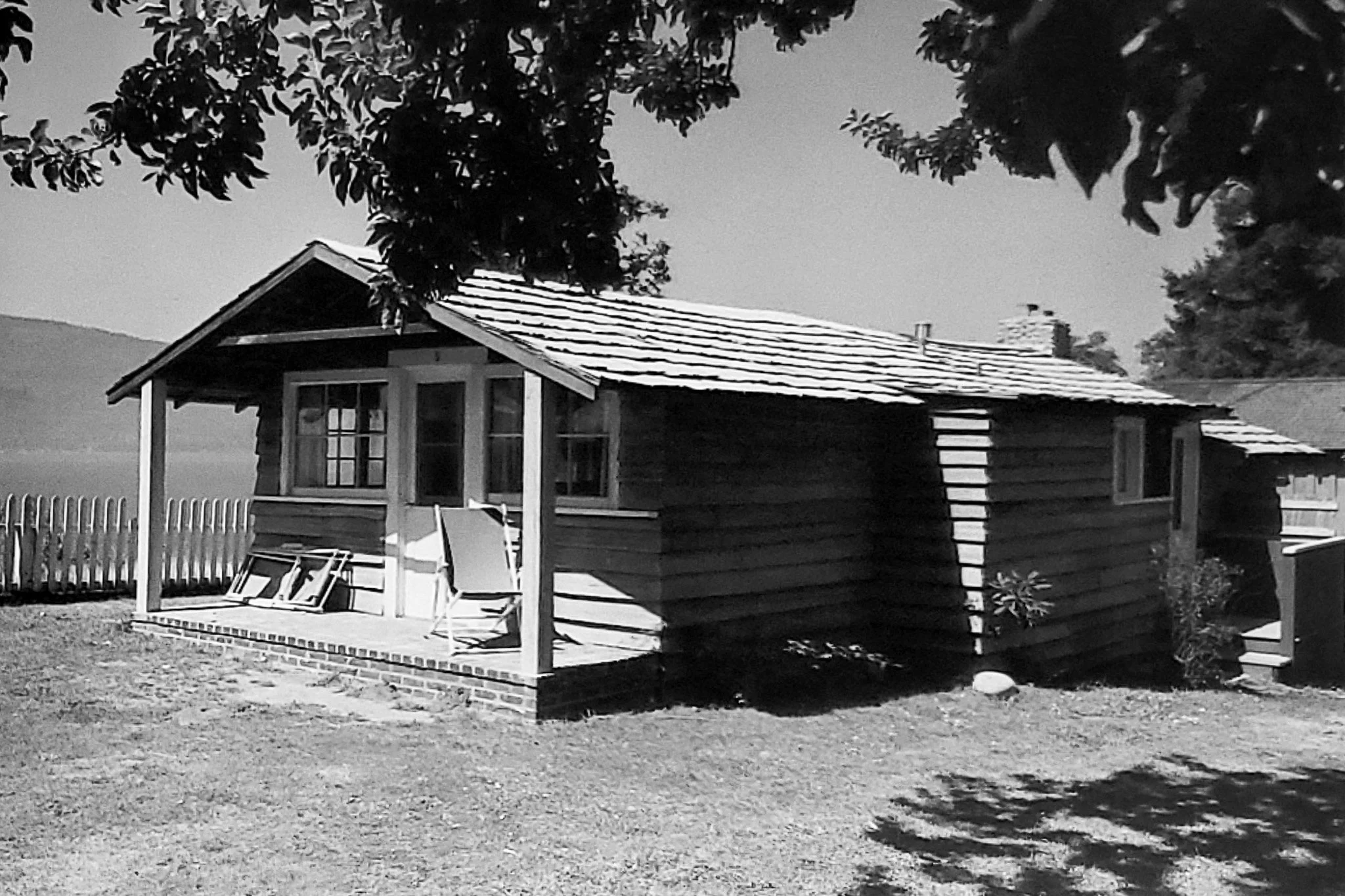 Historical black and white of Cabin 4 at Chevy Chase Beach Cabins
