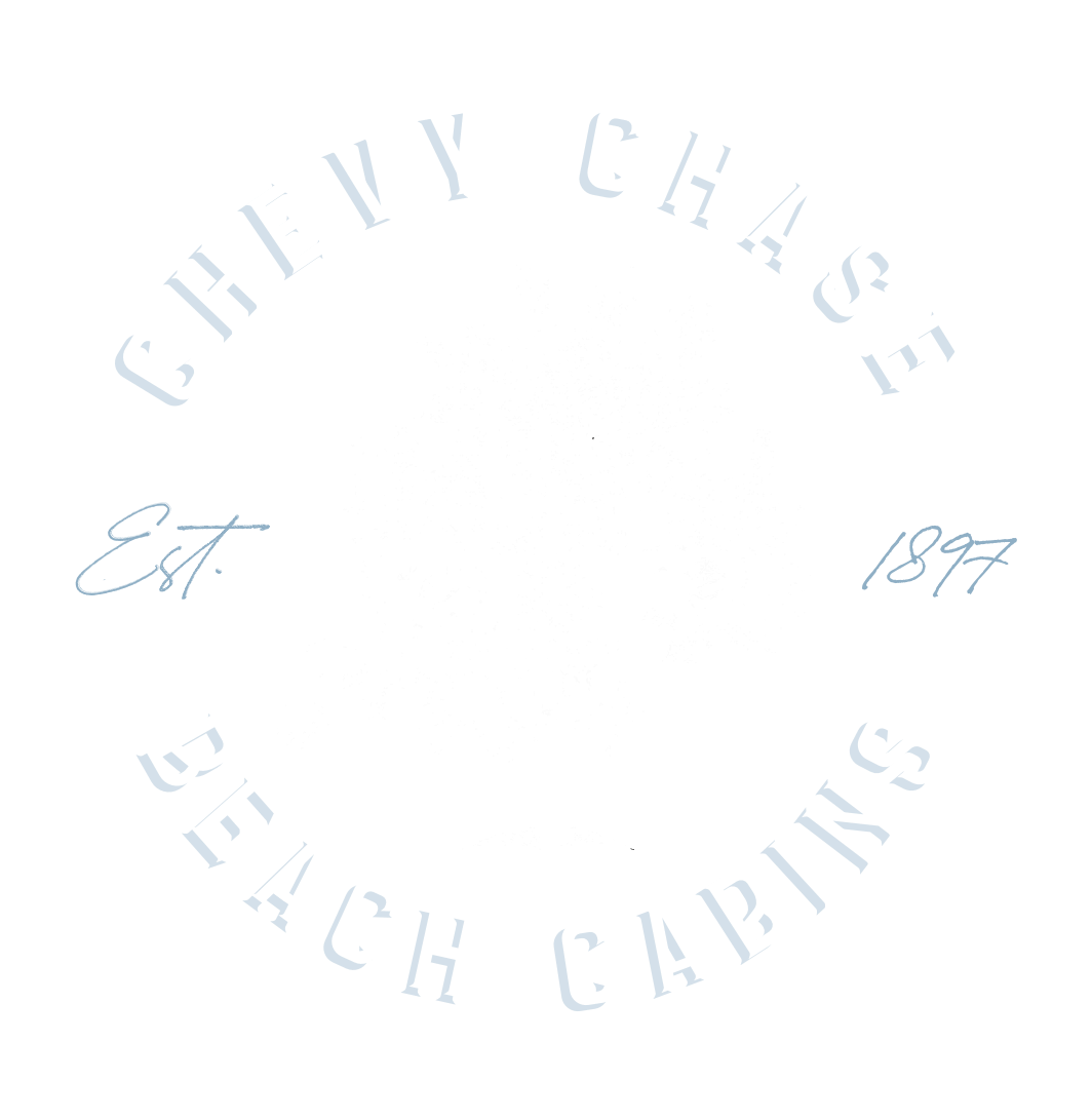 Chevy Chase Beach Cabins Logo with Elm Tree Illustration and Est 1897