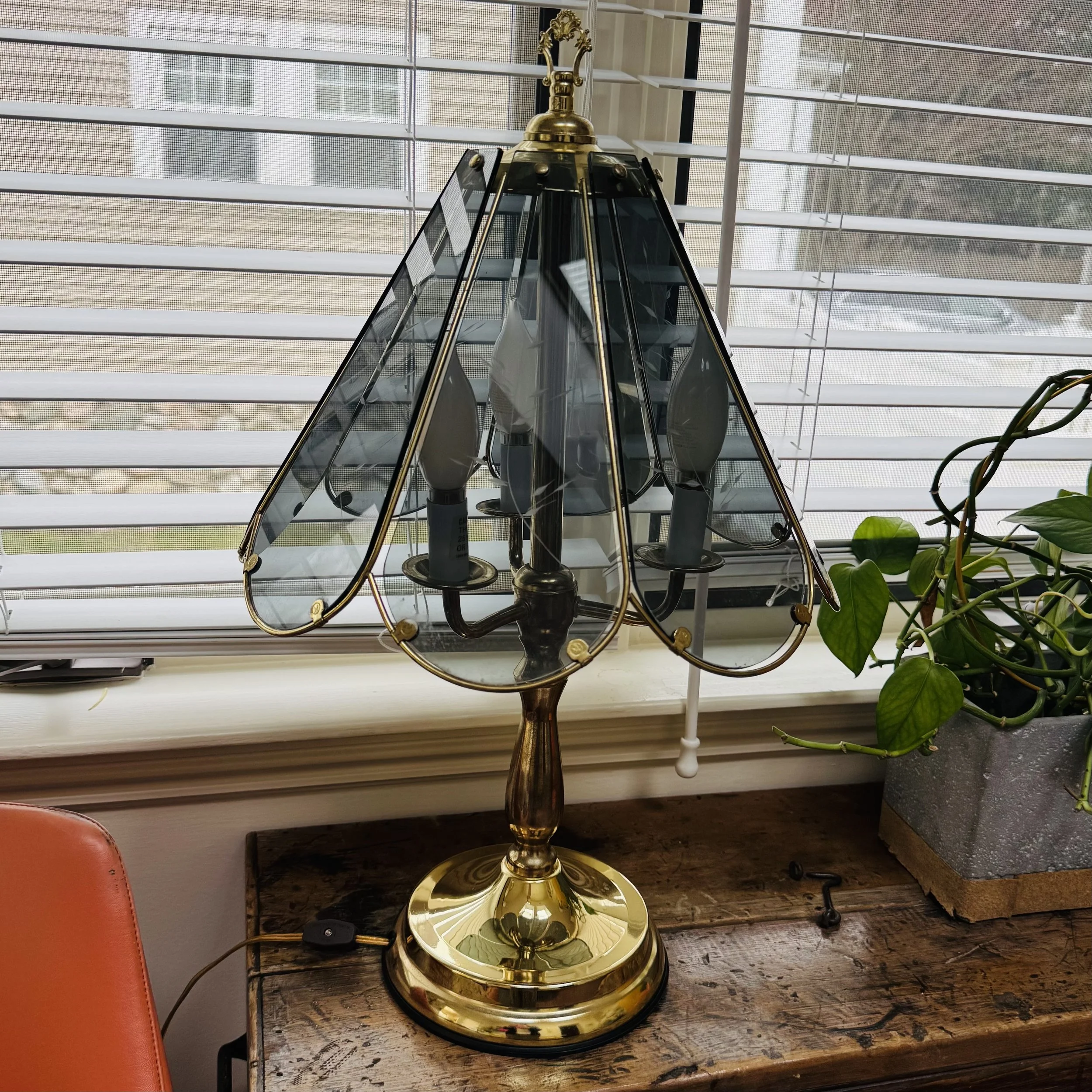 2070: Smokey Glass Table Lamp