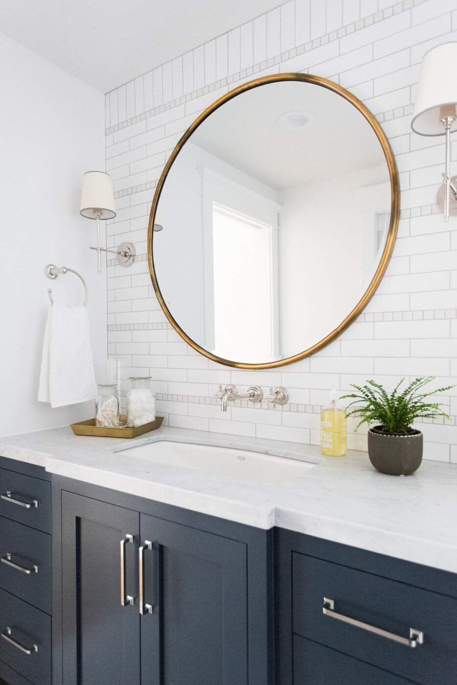 Blogger  Round mirror bathroom, Floating shelves bathroom, Bathroom mirror