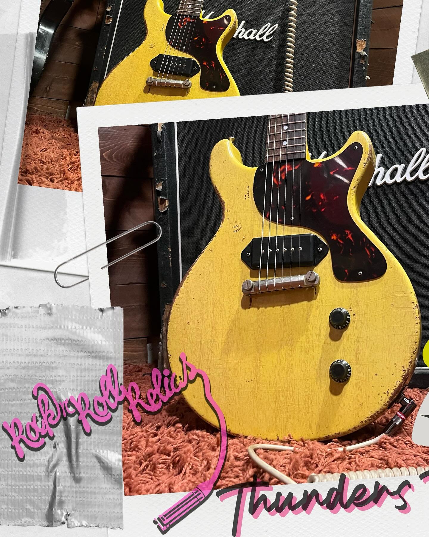 Thunders ⚡️Thursday! Finish by @billyrowe66 Aged + Assembled by @cross_dave_ #rocknrollrelics #rnrrelics #thundersthursday #doublecut #onlyonepickup #p90 #dogear #tvyellow