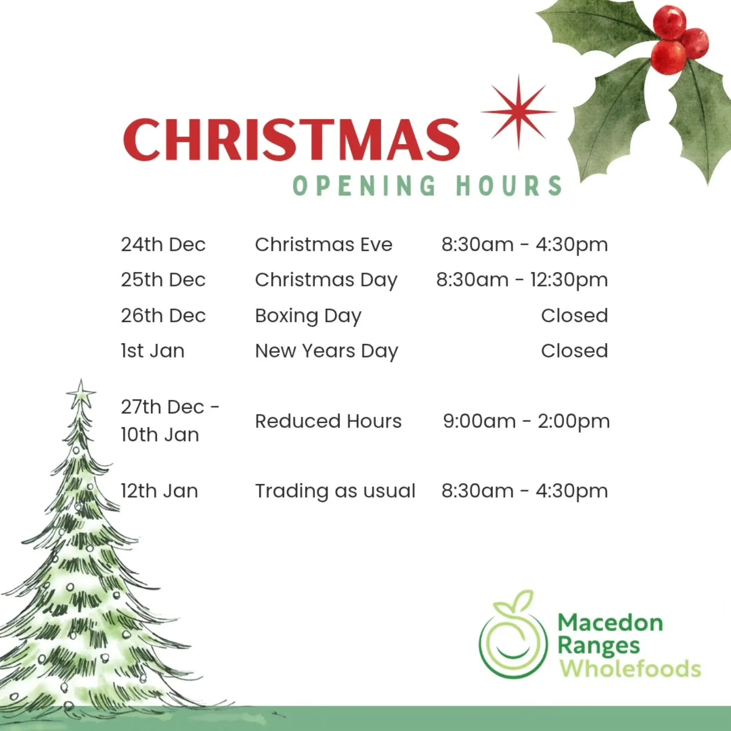 🎄 HOLIDAY TRADING HOURS 🎄