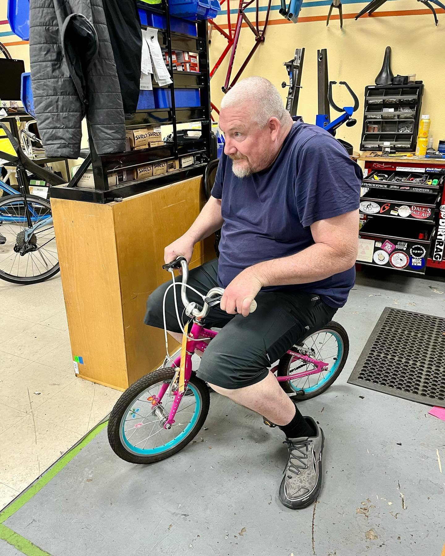 🚲The many faces of Shift&rsquo;s Lead Mechanic Andy (@biglimey ) while repairing and test-riding our tiny refurbished bikes&mdash;en route to be donated through our Shift Kidz program with support from our community partners @fb4keugspfld .