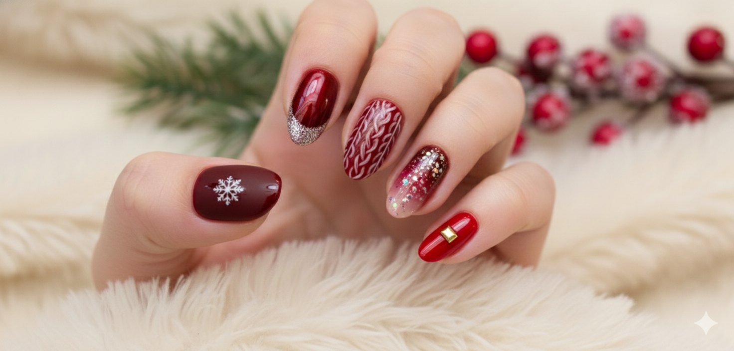 December Nail Inspo: Cozy Reds, Festive Sparkle &amp; Bold Winter Colors ❄️💅❤️