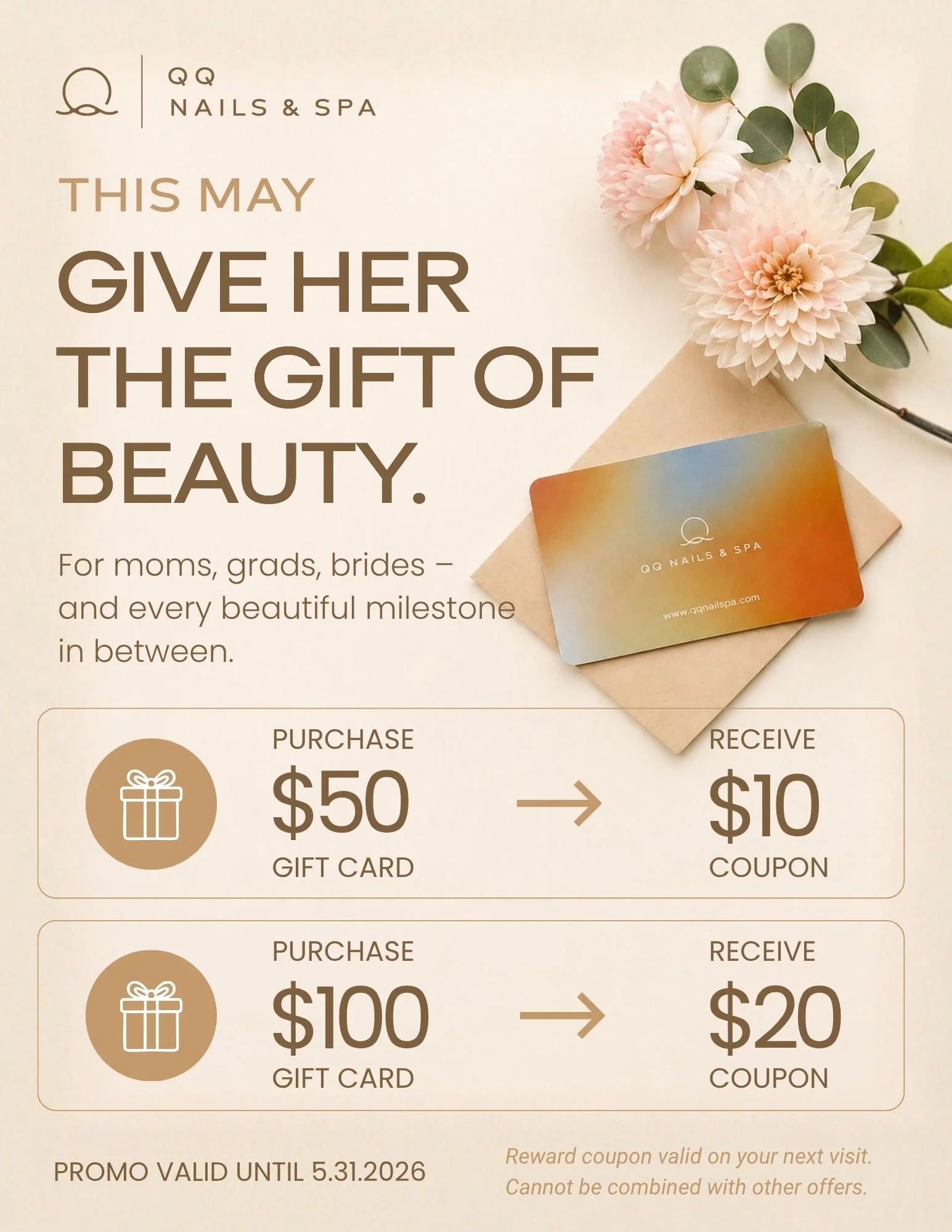 Don’t Miss Out: May Gift Card Promo Ends Soon at QQ Nails &amp; Spa&nbsp;🎁