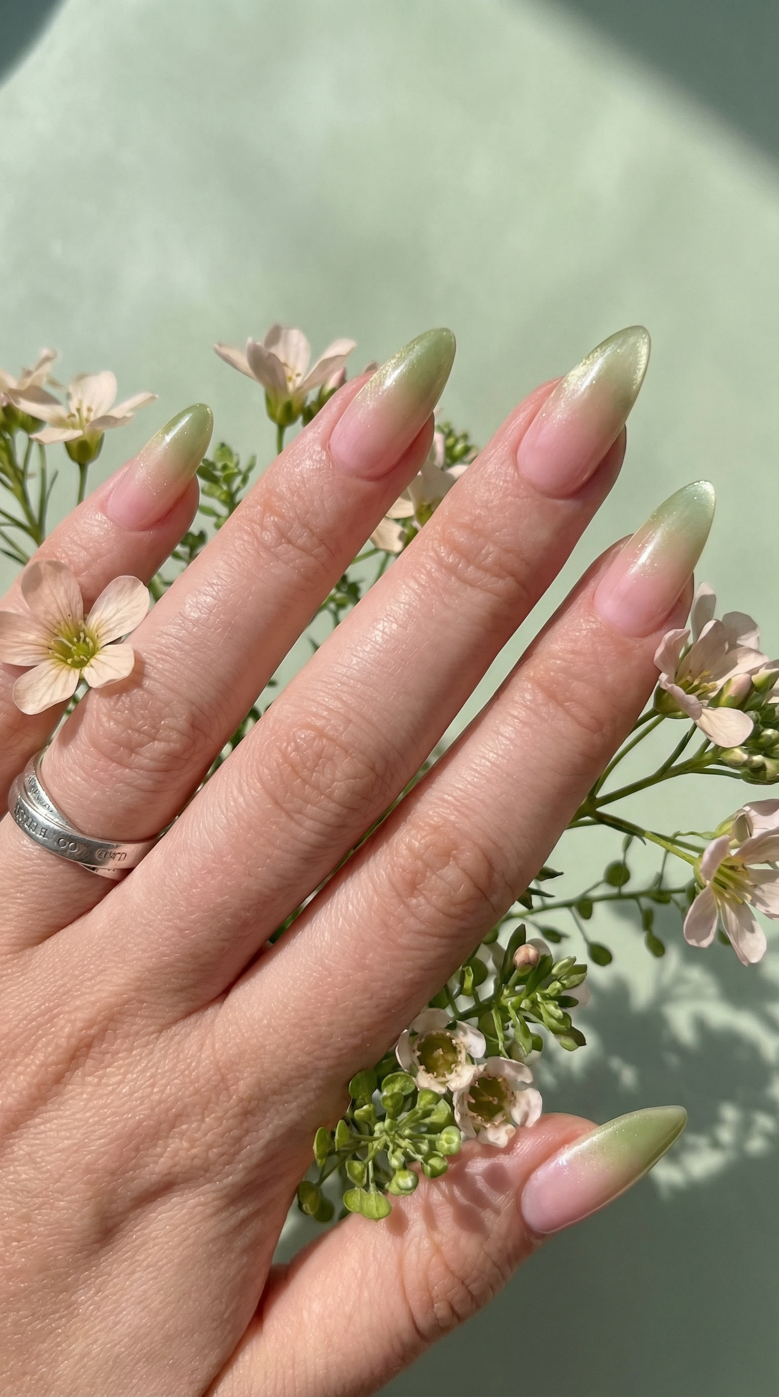 QQ Spring Nail Art Design Green color