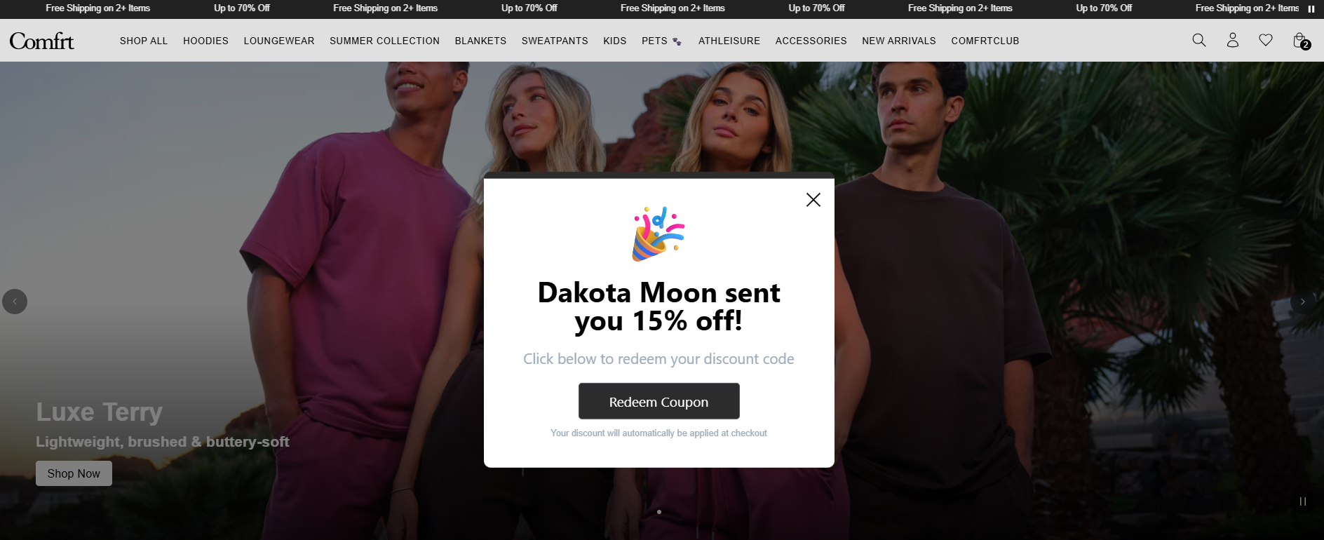 Dakota Moon sent you 15% off Comfrt