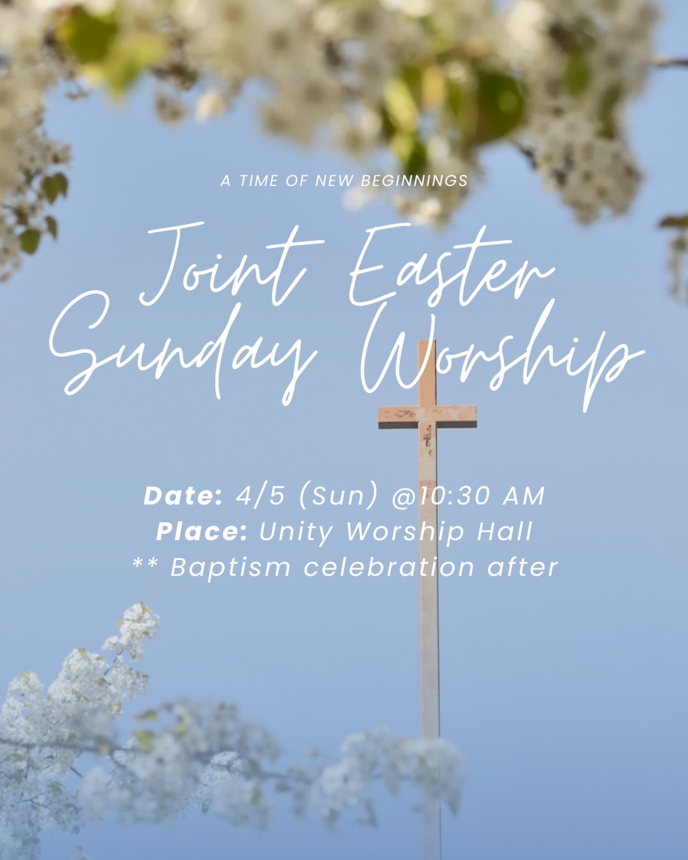 Join us for Easter Service! 
Sunday, April 5 at 10:30am for Joint Worship Service in Unity Hall

see you there ✝️
