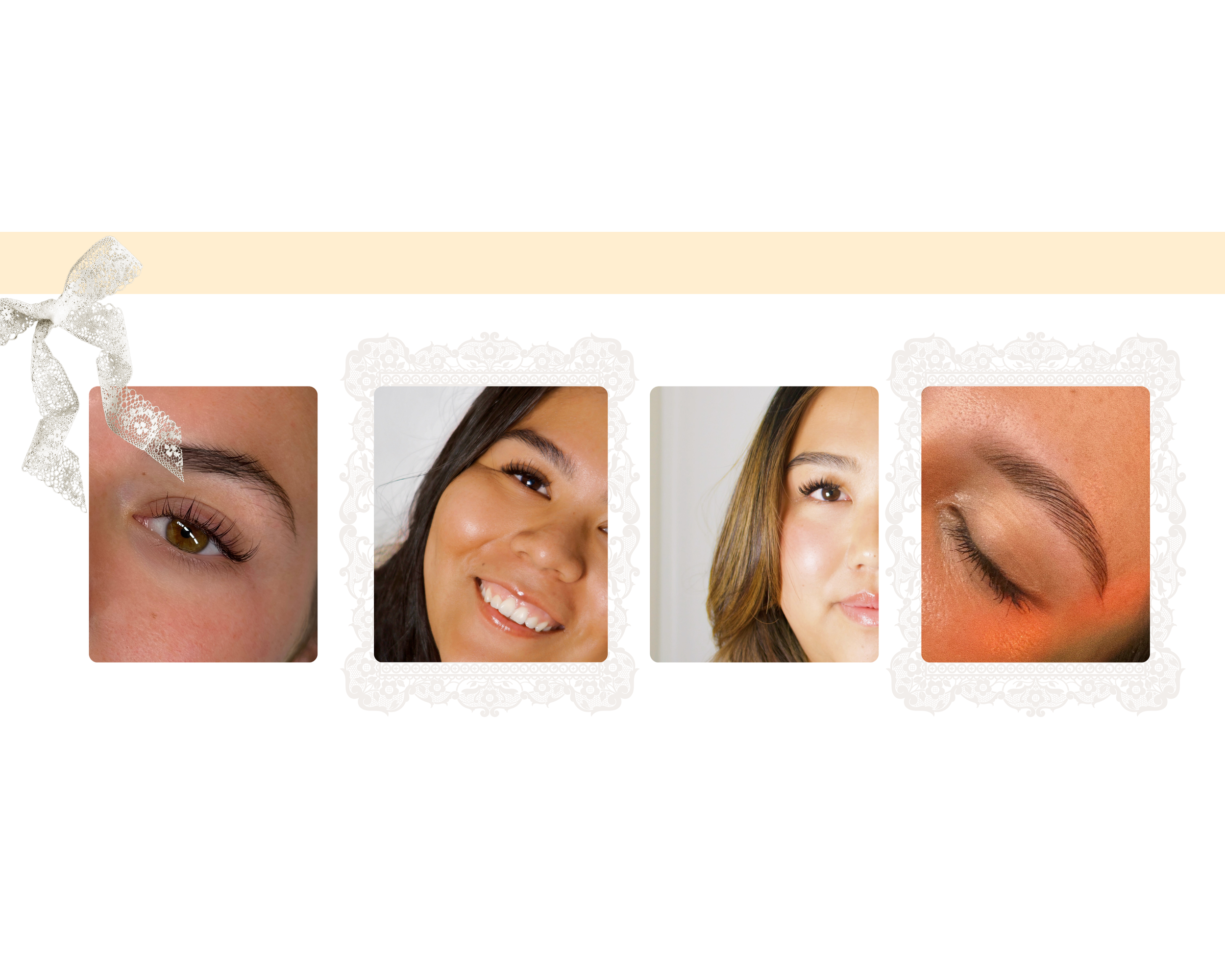 Four close-up pictures of women's faces with different beauty services
