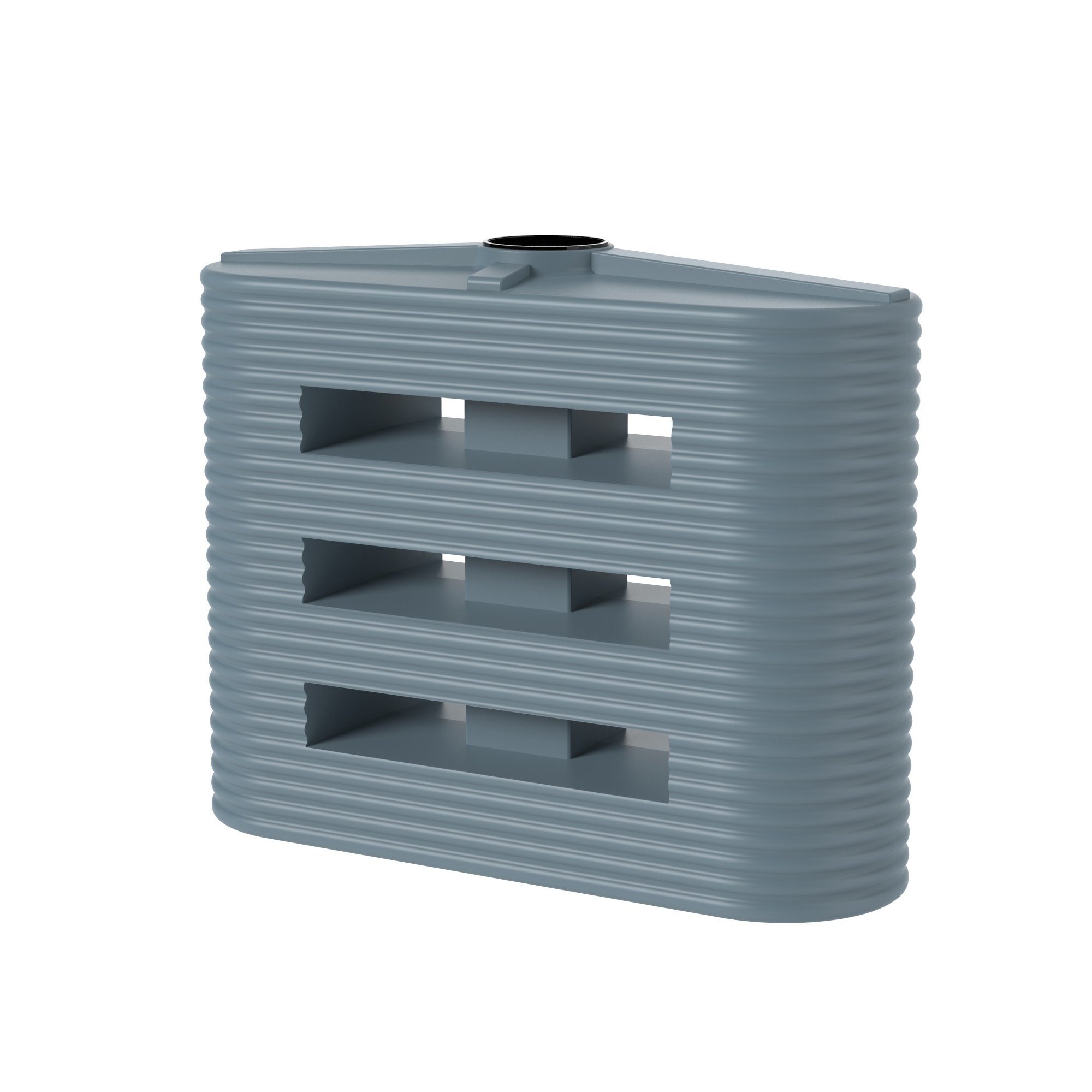 2000L Slimline Corrugated Tank – Front View in Grey – Moores Tanks