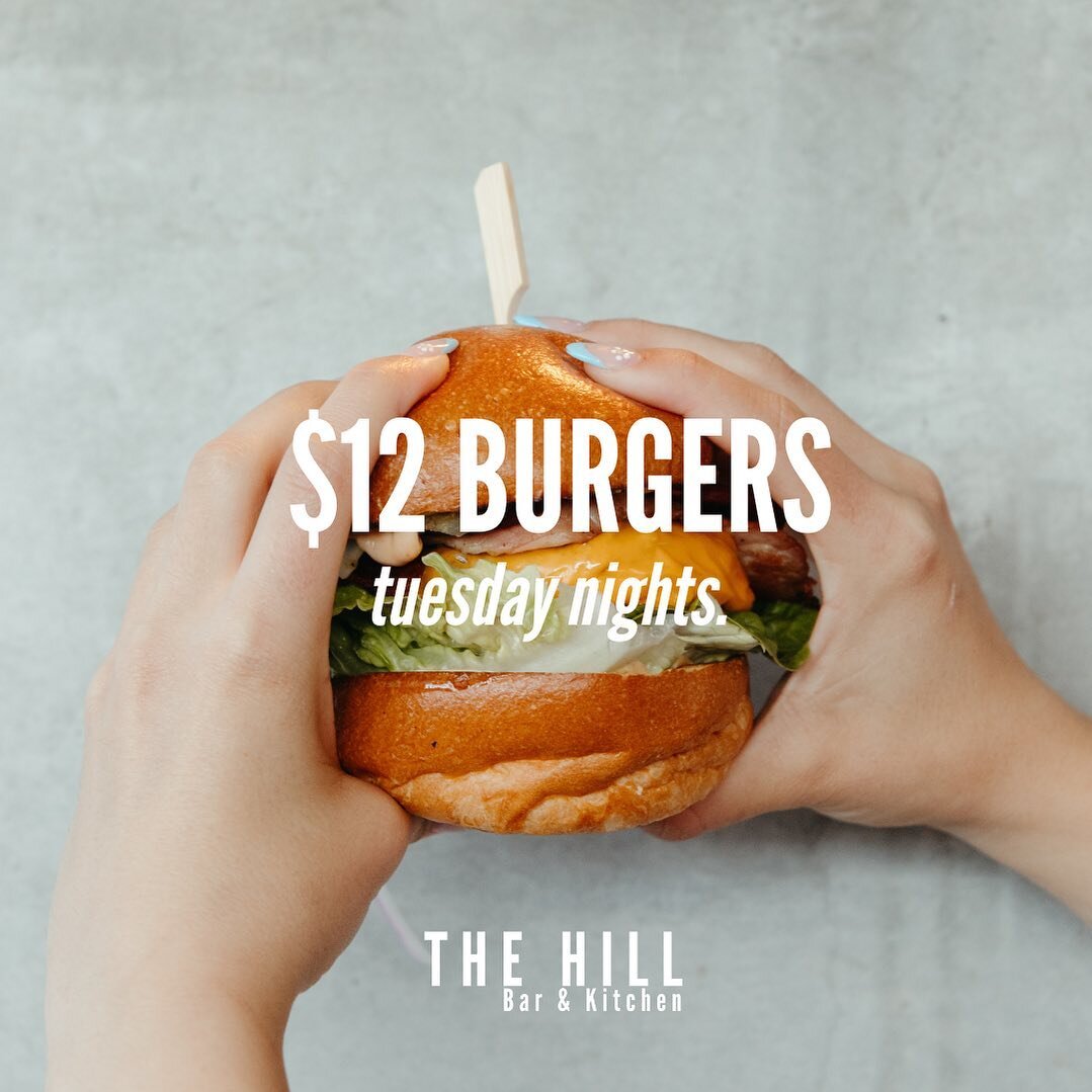 $12 Burgers are here from next Tuesday 🙌🏼

With $6 house beers, and 50c from every burger donated to a local sporting club, there is a whole lot more to love about Tuesdays&hellip; 

Grab your mates and book your spot! 🍔

#thehillbarandkitchen #ge